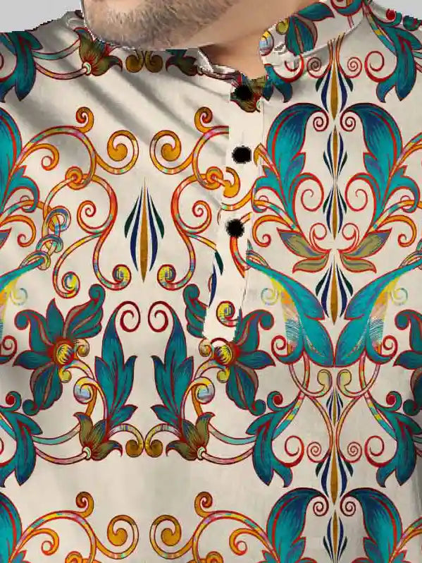 Baroque Motif Digital Printed Plus Size Kurta