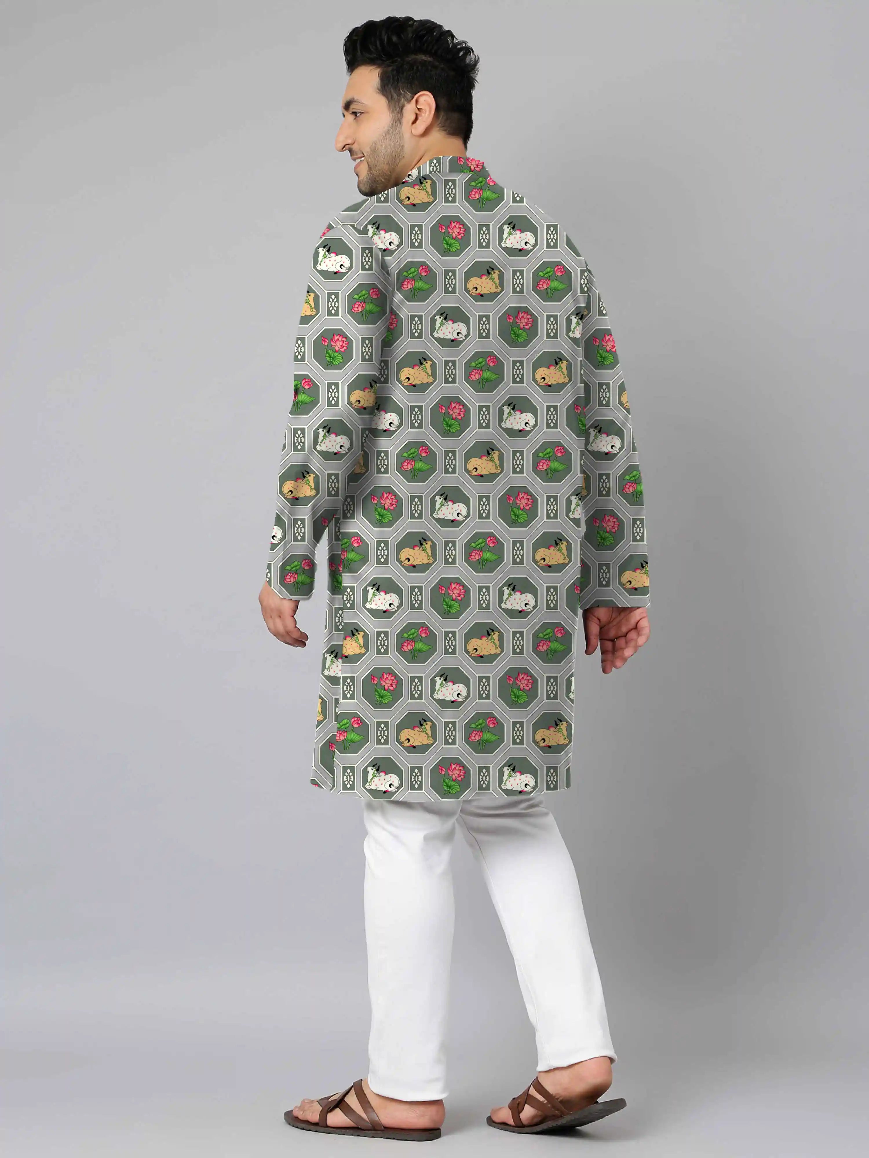 Kalamkari Cow Digital Printed Plus Size Kurta