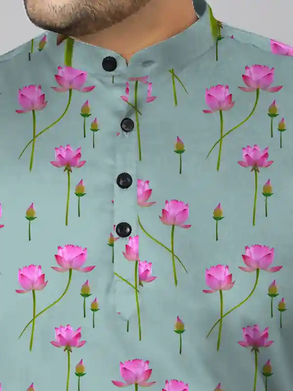 Lotus Flowers Digital Printed Plus Size Kurta