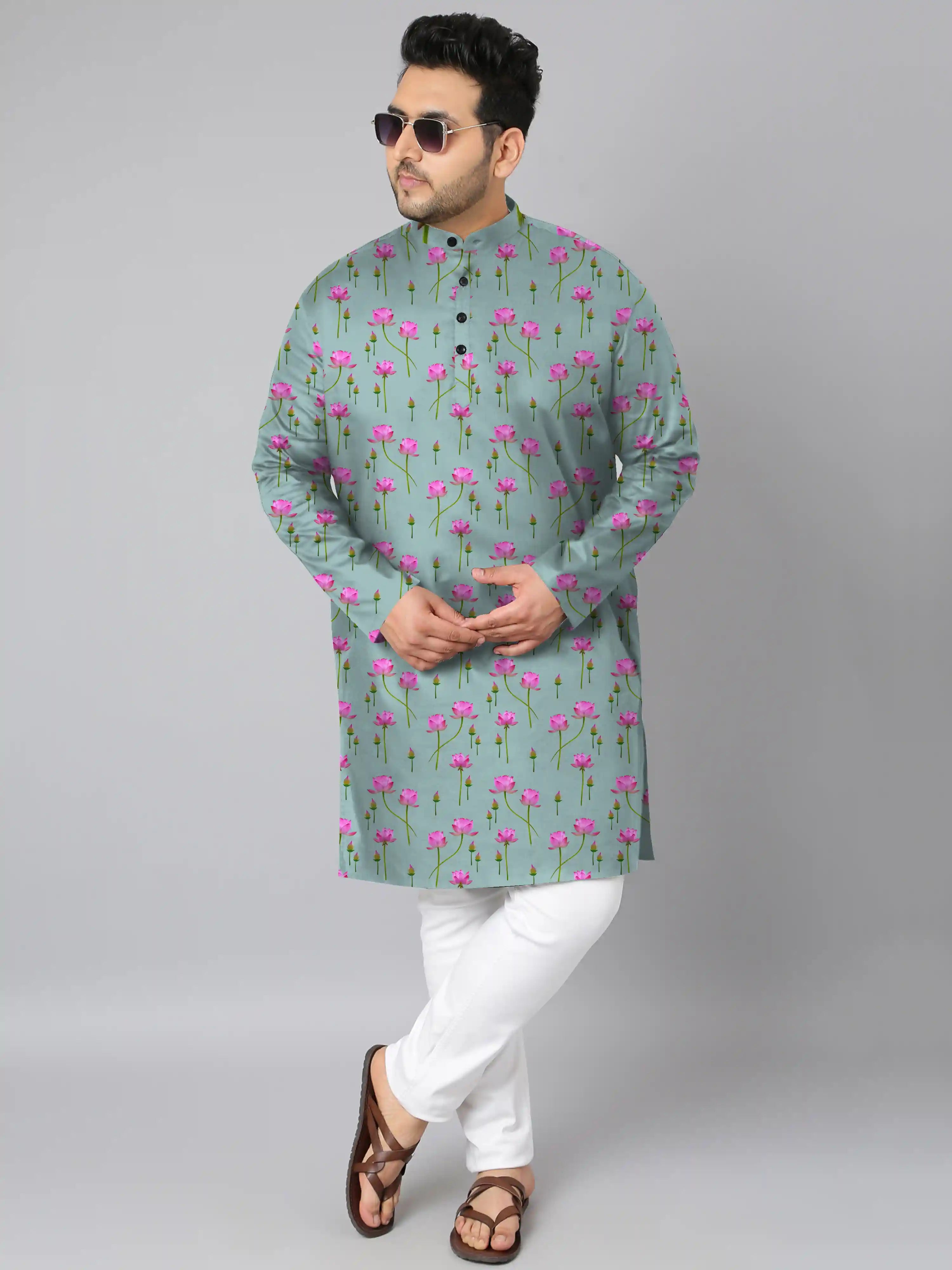 Lotus Flowers Digital Printed Plus Size Kurta