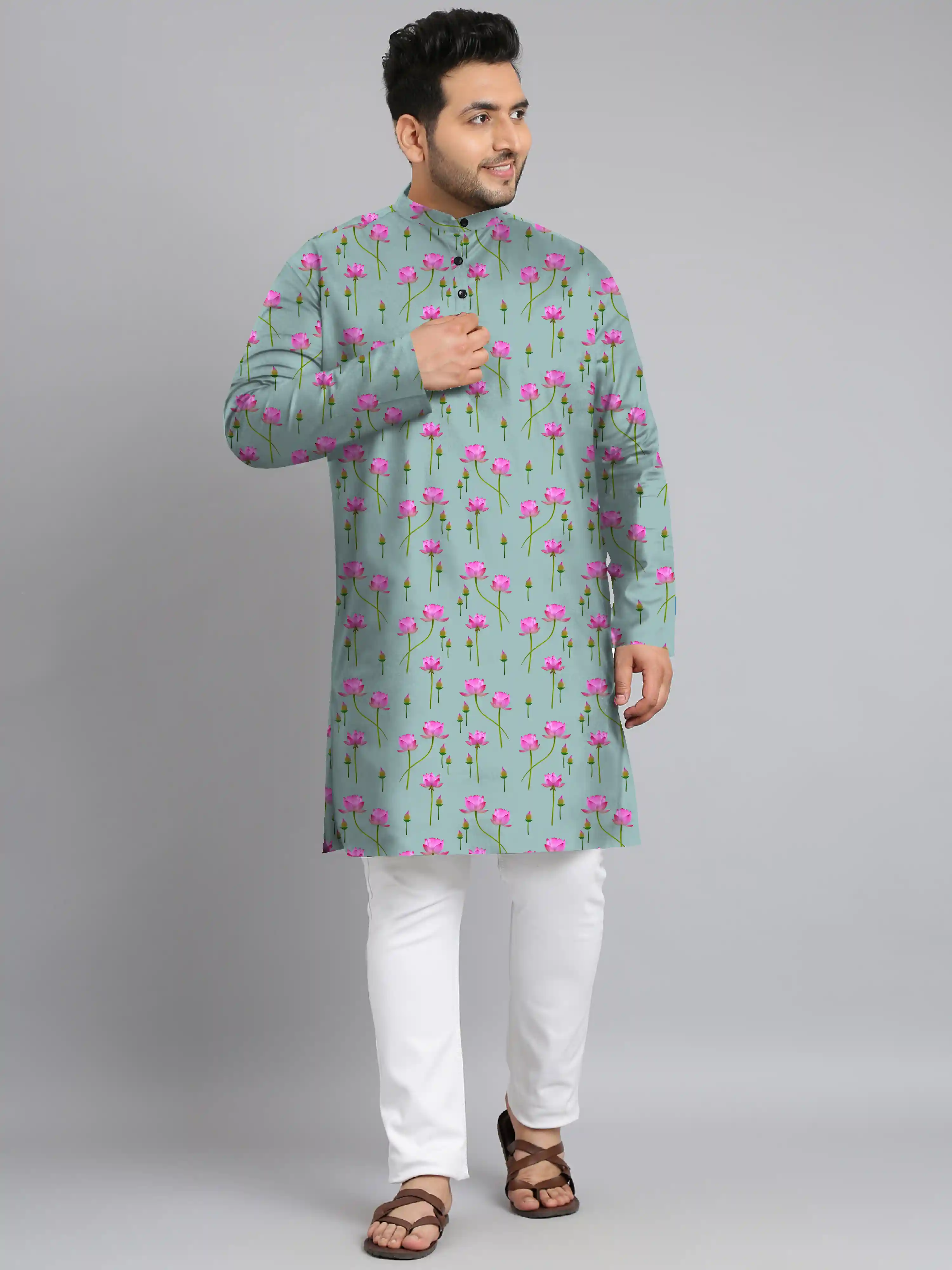Lotus Flowers Digital Printed Plus Size Kurta