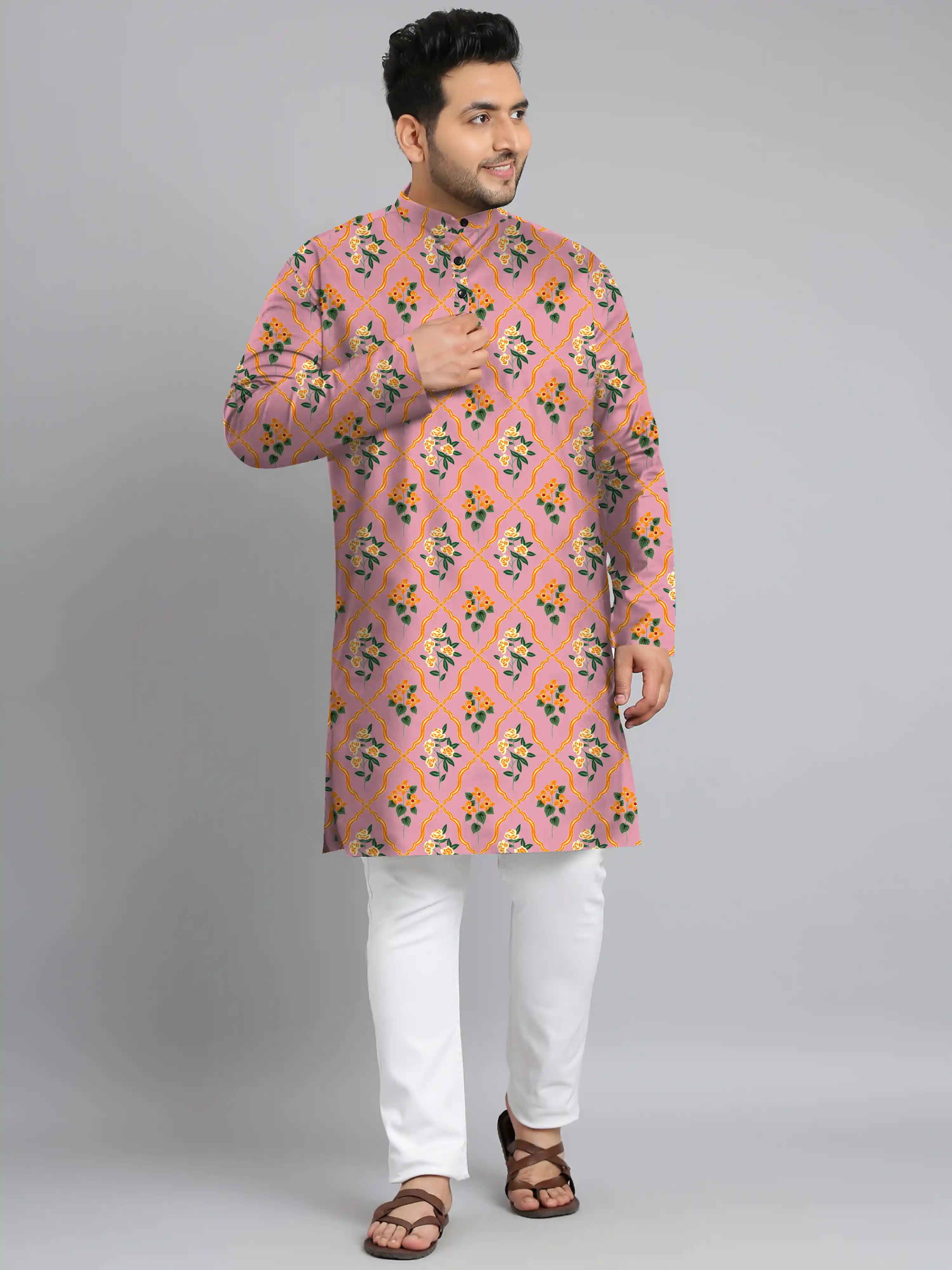 Mughal Motifs Digital Printed Plus Size Kurta