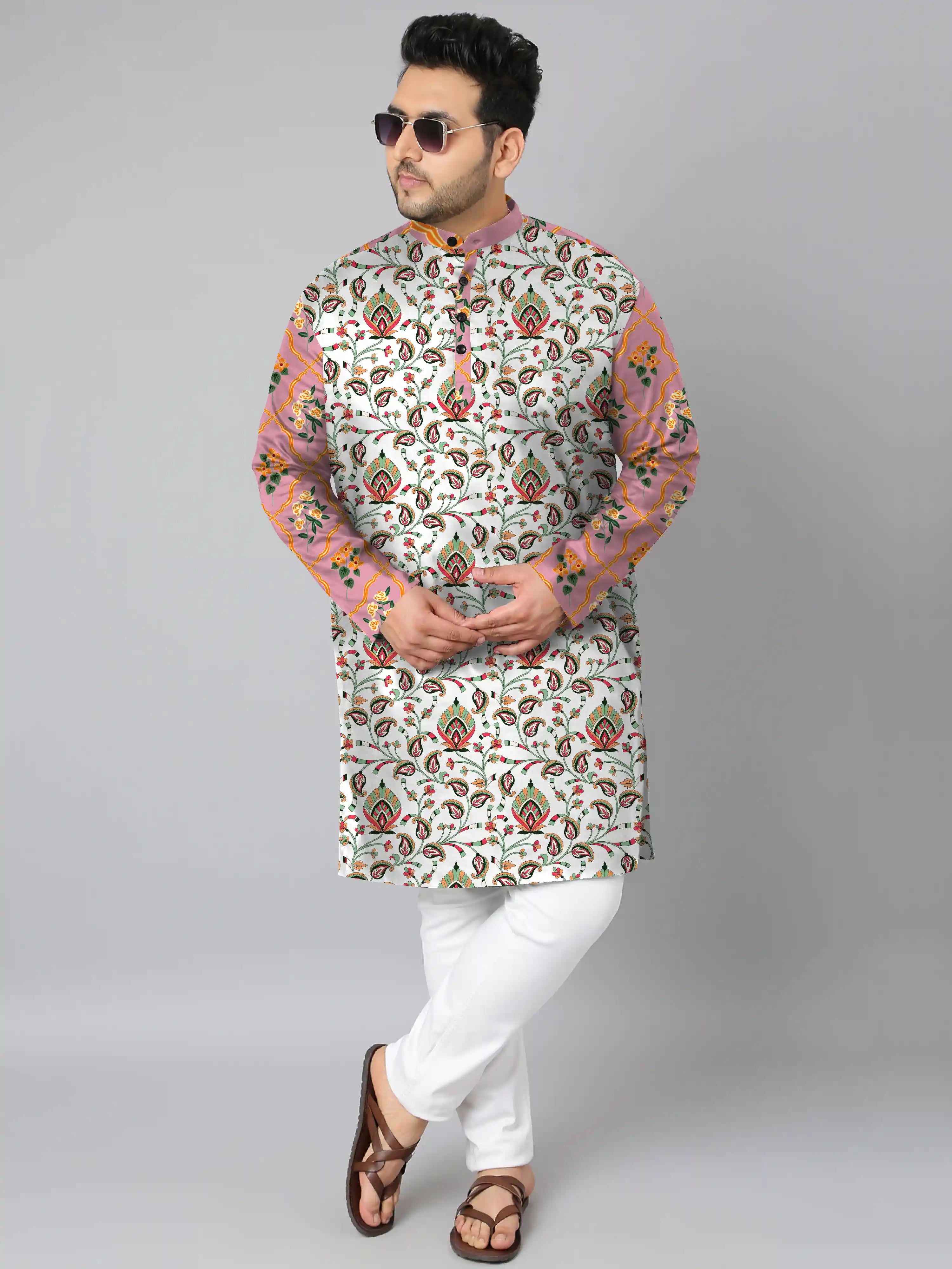 Paisley Floral Pattern Digital Printed Plus Size Kurta