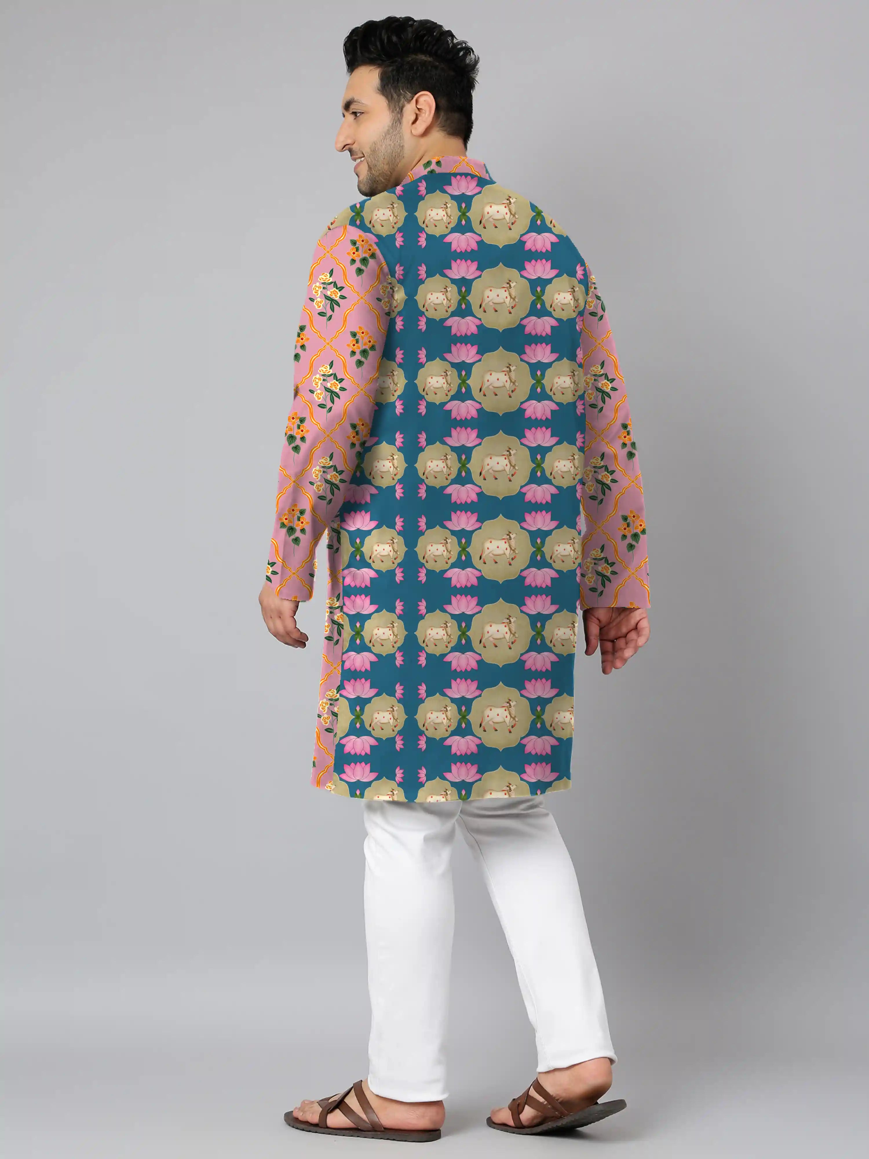 Pichwai Art Cow Digital Printed Plus Size Kurta