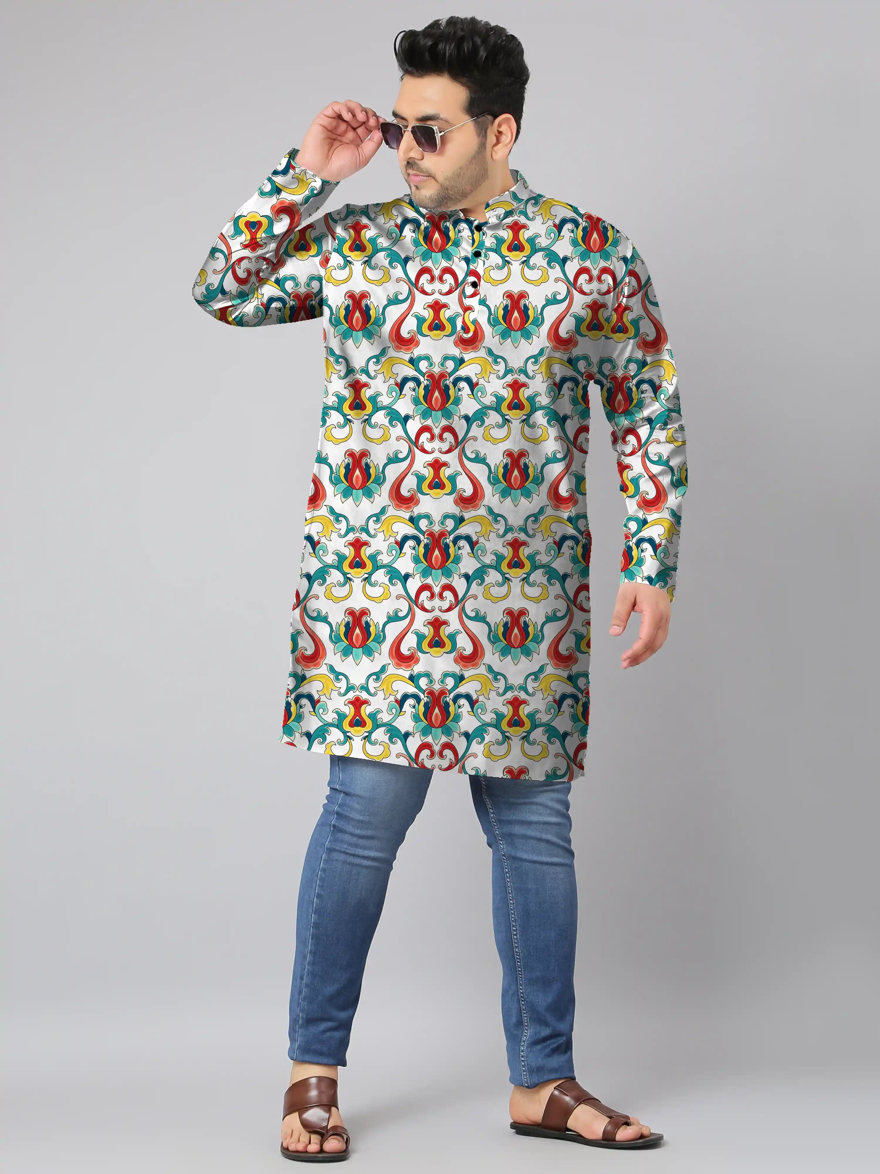 Chinese Ornament Digital Printed Plus Size Kurta