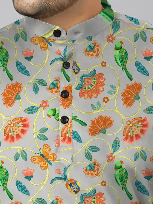 Picock and Flower Digital Printed Plus Size Kurta