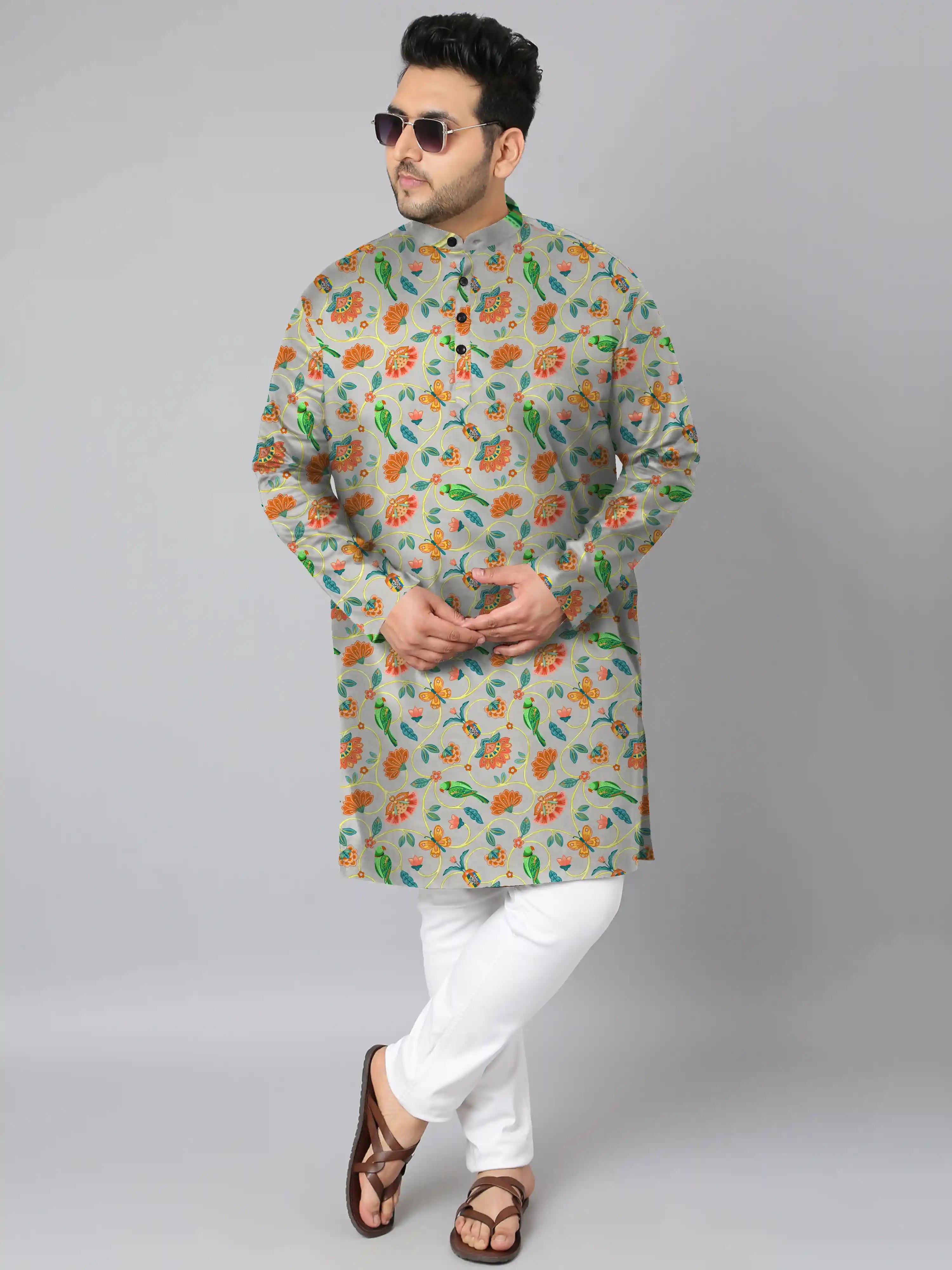 Picock and Flower Digital Printed Plus Size Kurta