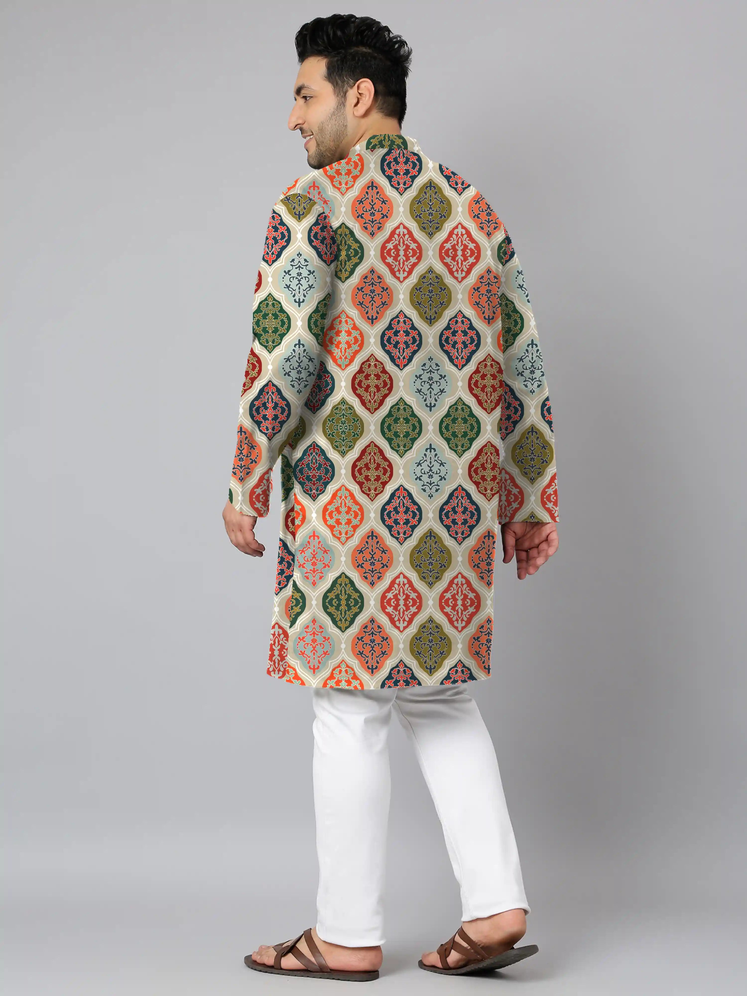 Vintage Ornament Digital Printed Plus Size Kurta