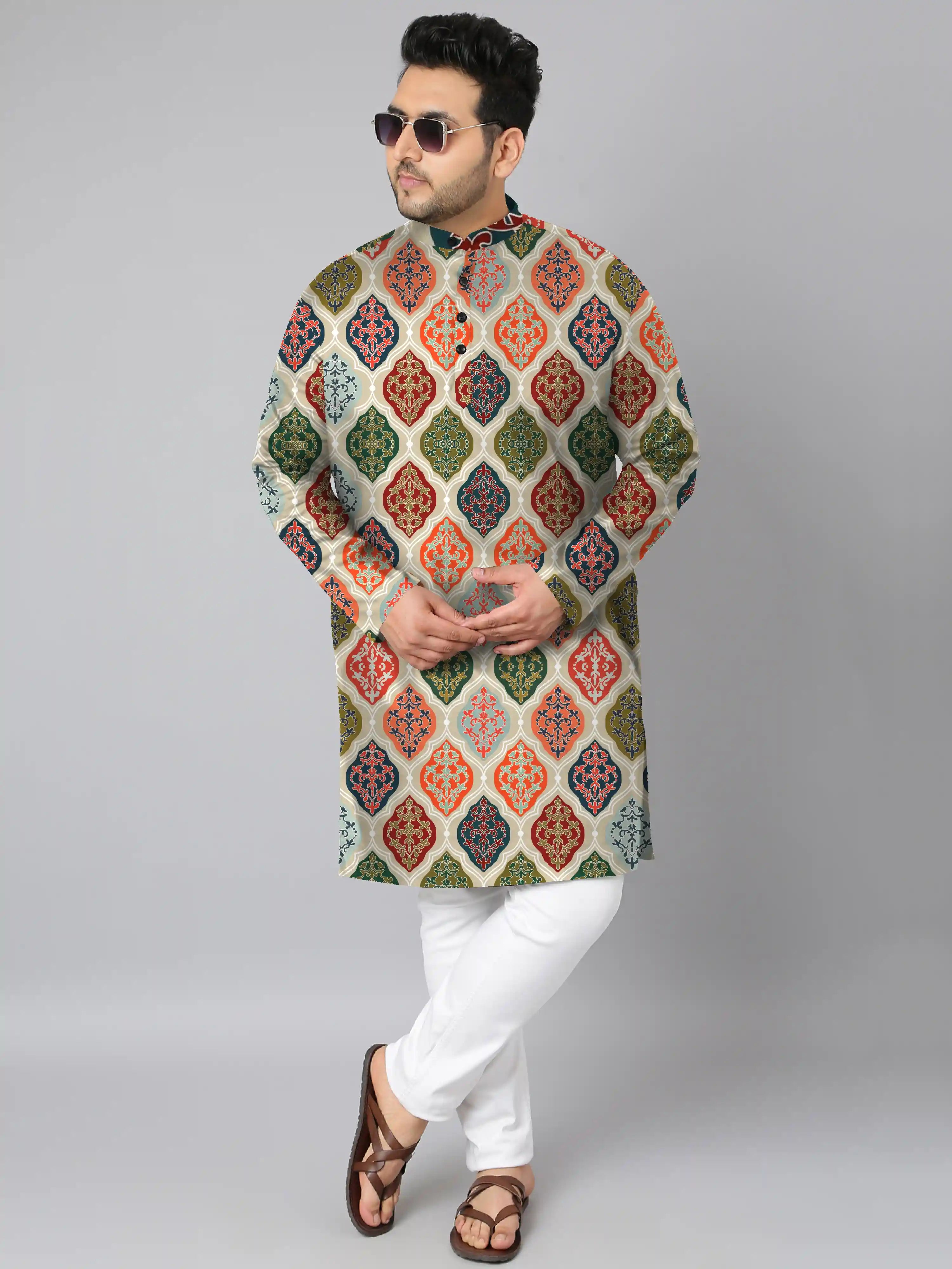 Vintage Ornament Digital Printed Plus Size Kurta