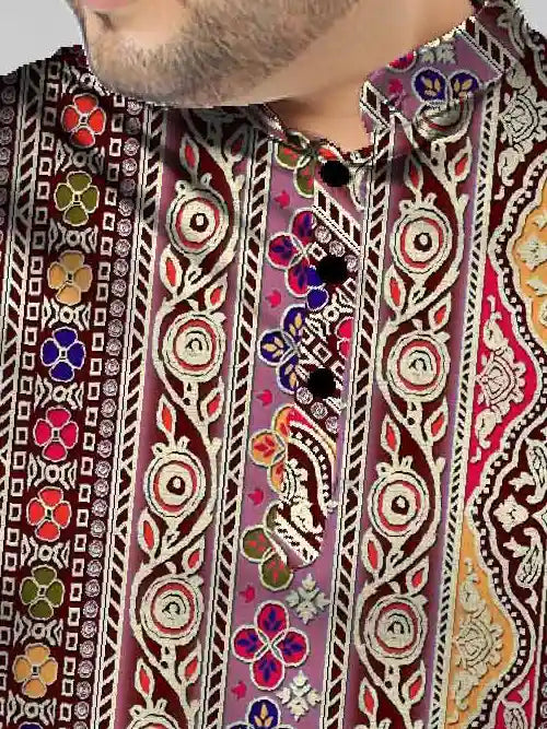 Floral Border Digital Printed Plus Size Kurta