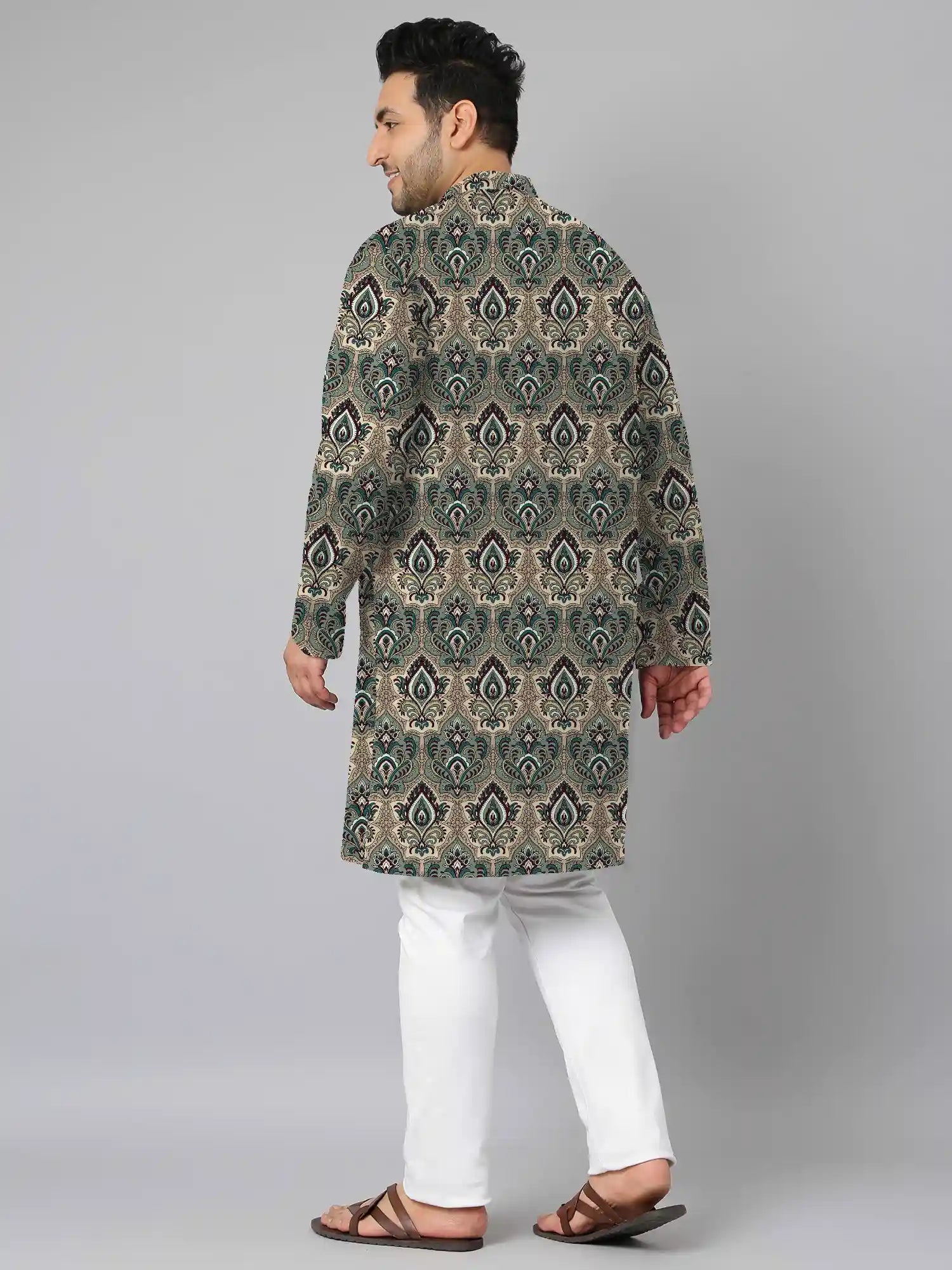 Curved Abstract Figures Digital Printed Plus Size Kurta