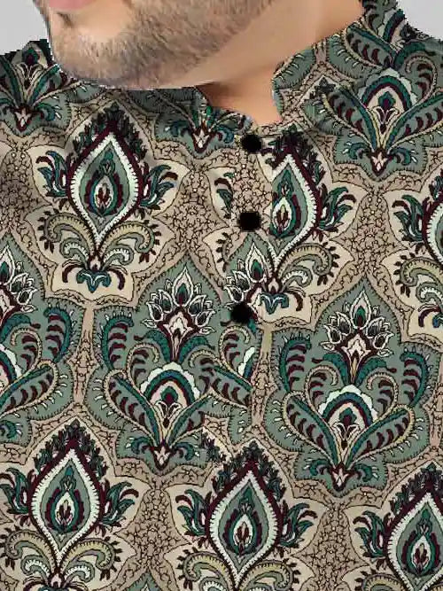 Curved Abstract Figures Digital Printed Plus Size Kurta