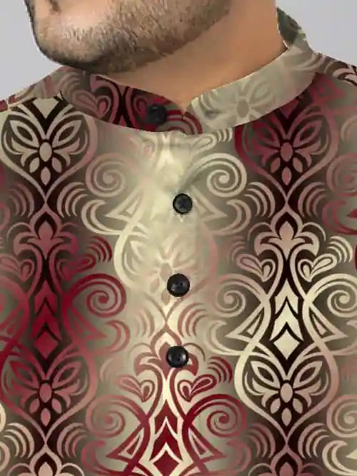 Damask Design Digital Printed Plus Size Kurta