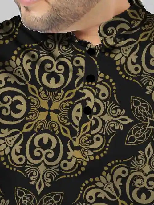 Damask Stencil Digital Printed Plus Size Kurta
