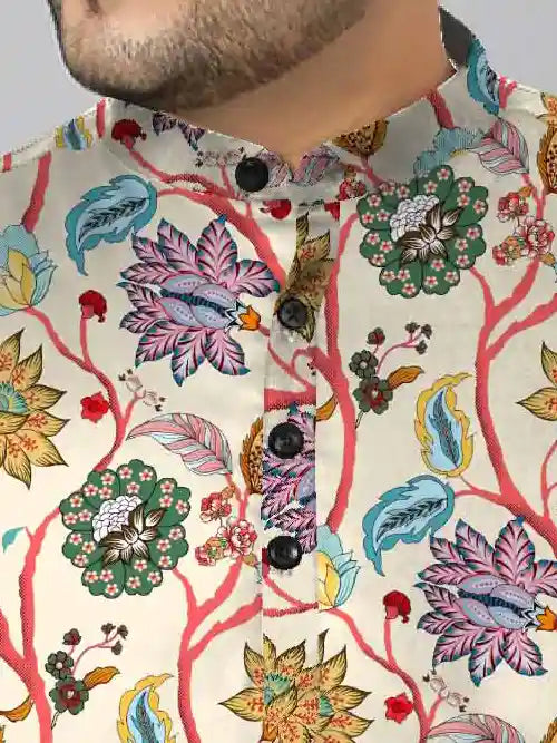 Floral Pattern Digital Printed Plus Size Kurta