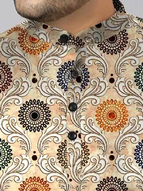 Stylized Flower Motifs Digital Printed Plus Size Kurta