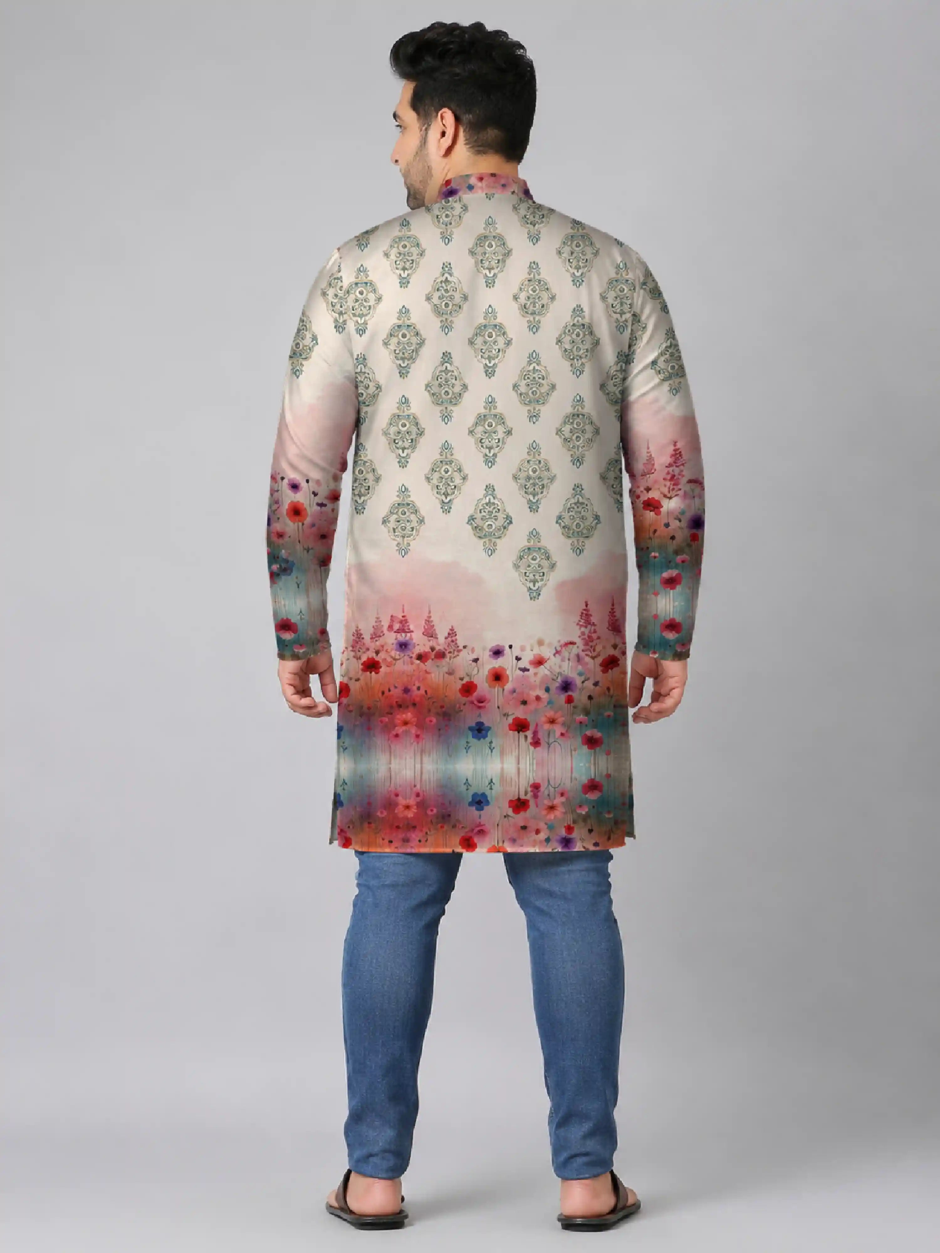 Watercolor Floral Digital Printed Plus Size Kurta
