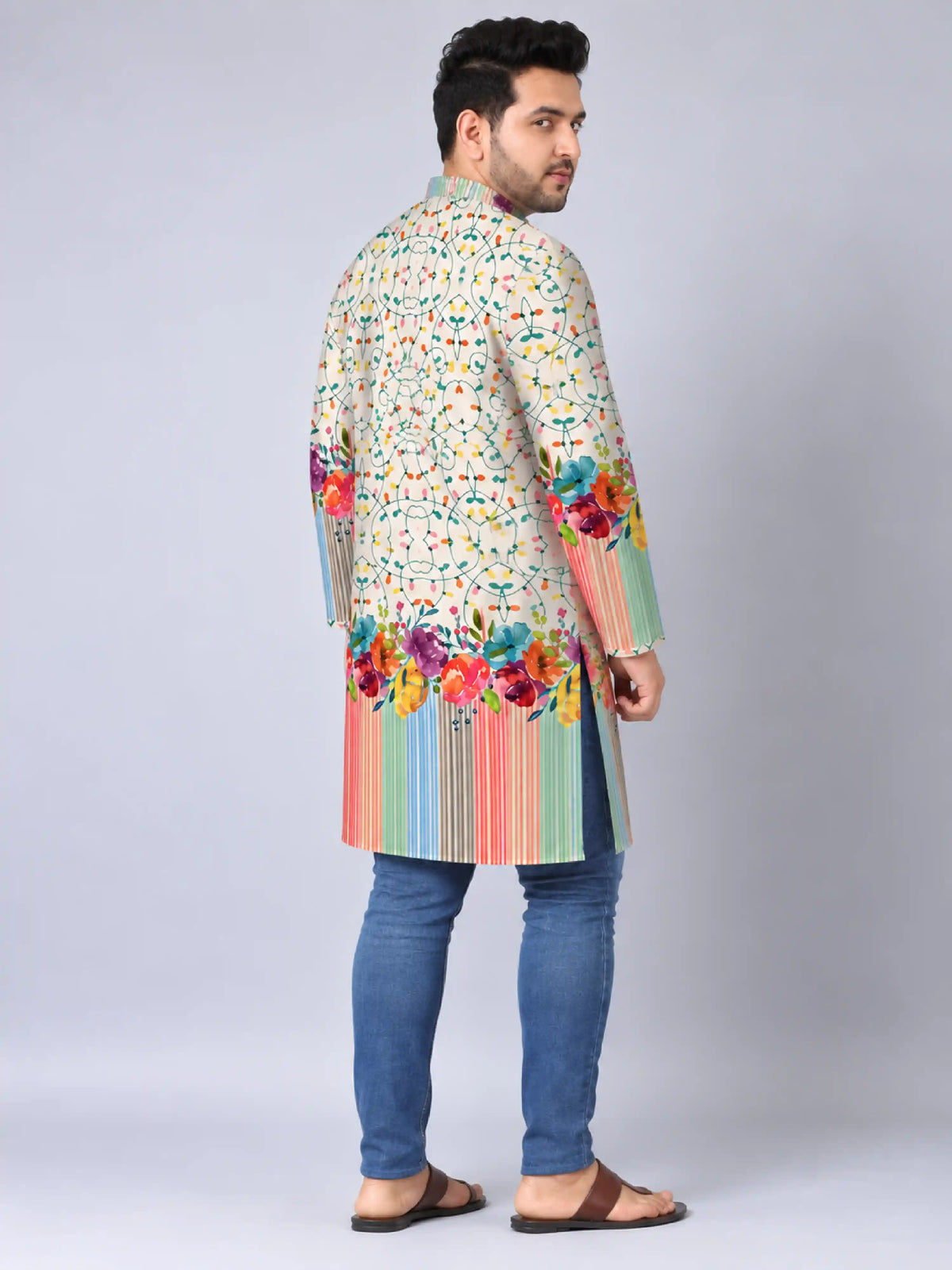 Vertical Stripe Digital Printed Plus Size Kurta