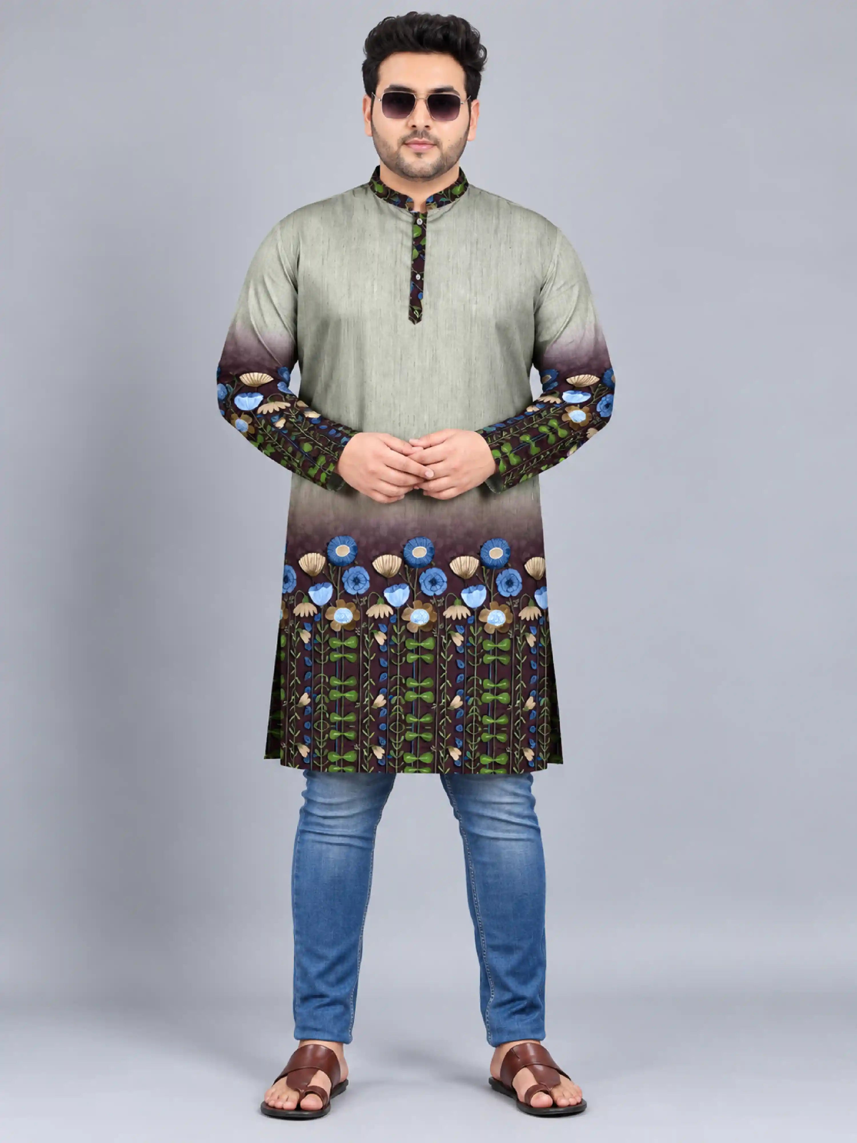 Blue Bloom Digital Printed Plus Size Kurta