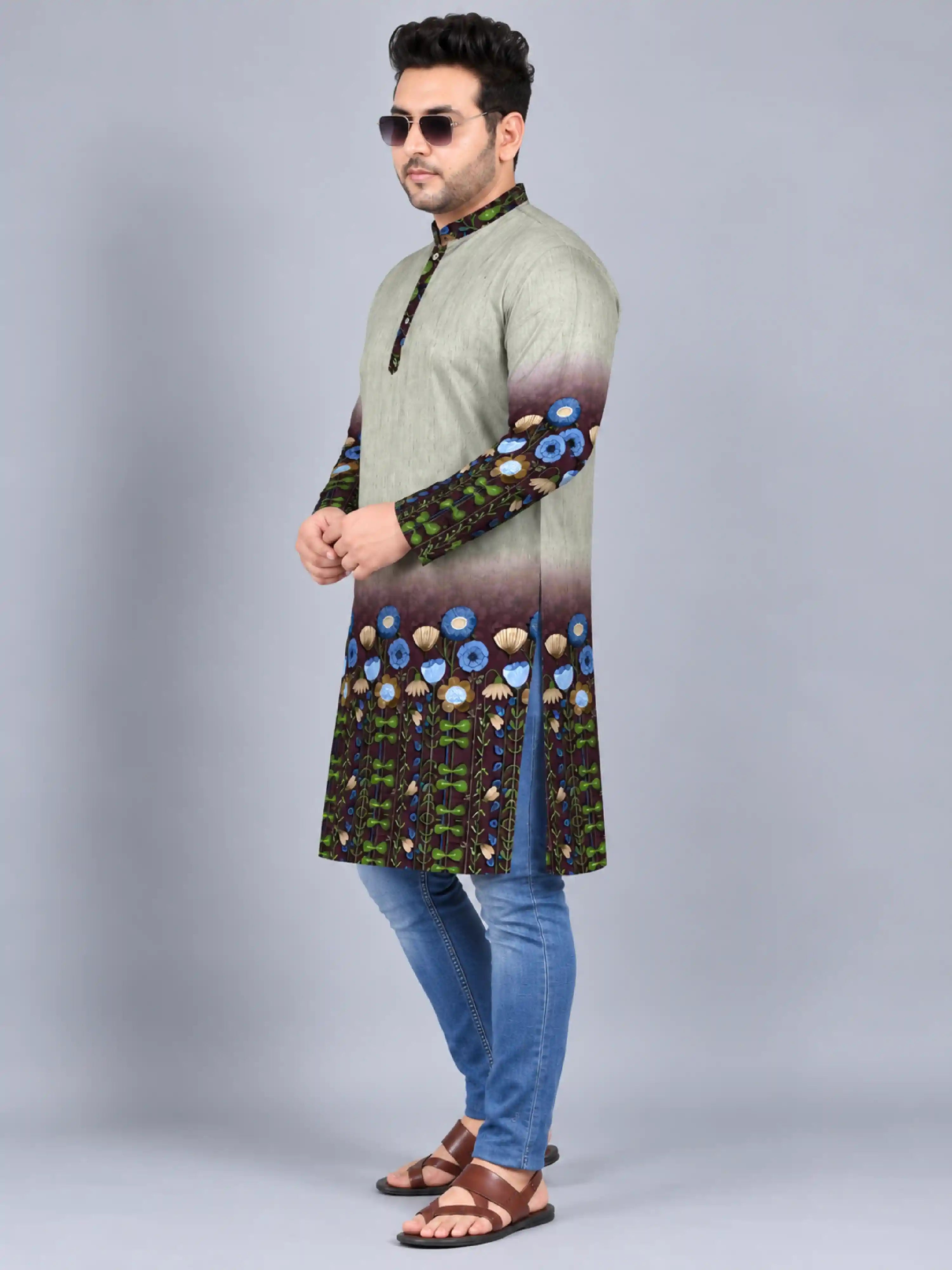 Blue Bloom Digital Printed Plus Size Kurta
