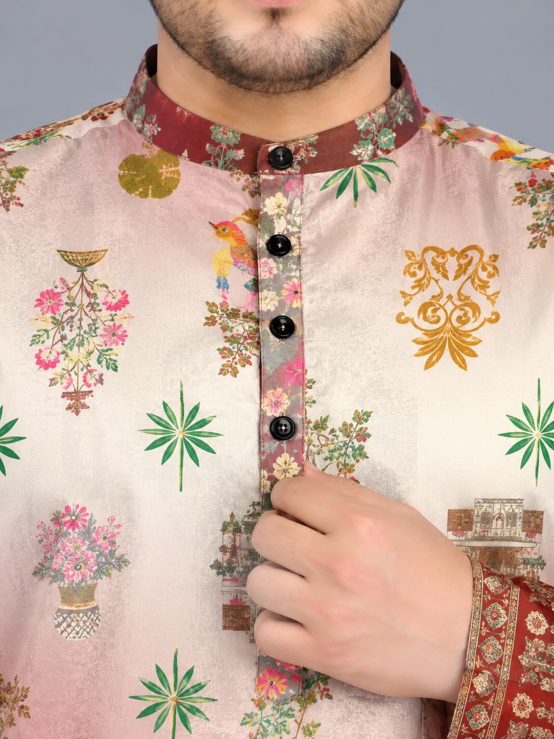 Royal Heritage Digital Printed Men's Plus Size Kurta
