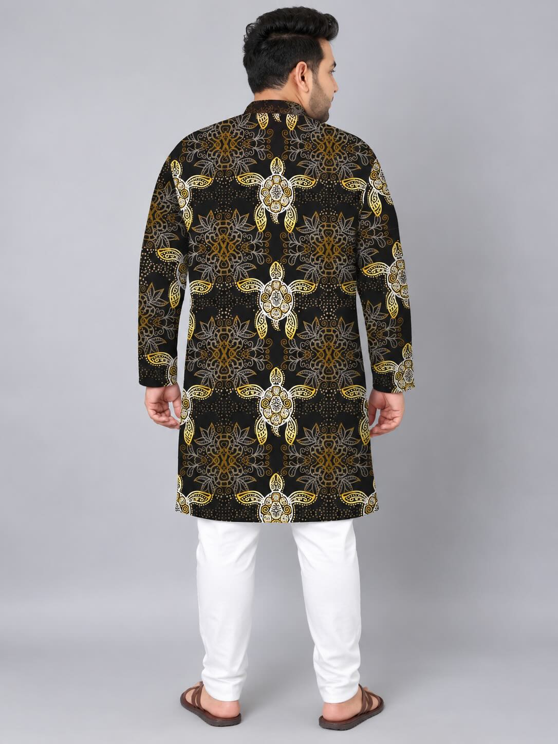 Golden Turtle Digital Printed Men's Plus Size Kurta