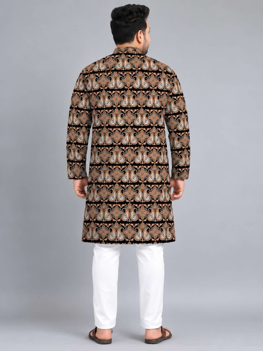 Royal Paisley Digital Printed Men's Plus Size Kurta
