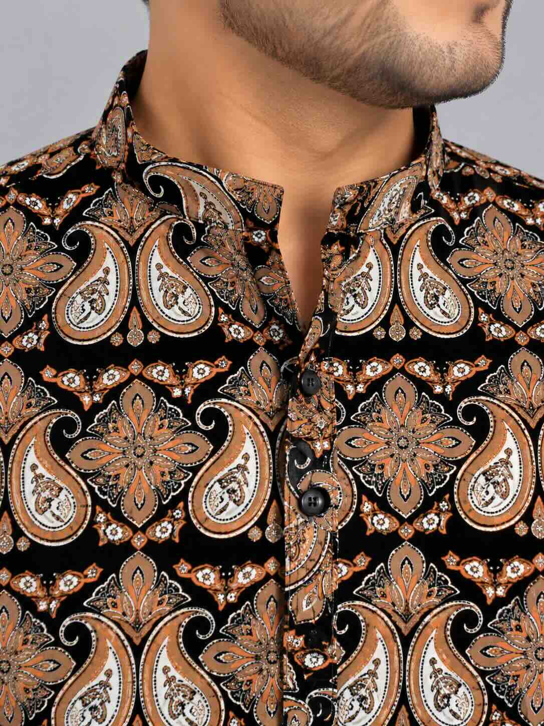 Royal Paisley Digital Printed Men's Plus Size Kurta
