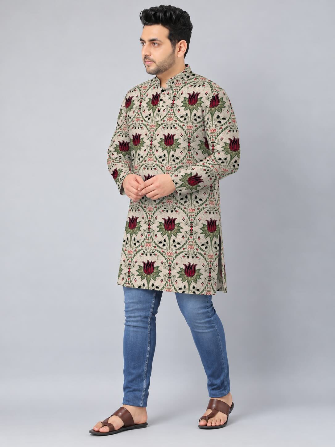 Imperial Tulip Digital Printed Men's Plus Size Kurta