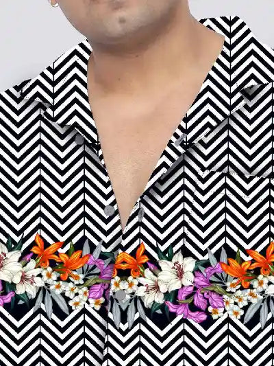 Tropical Leaves Flowers Plus Size Men's Full Co-ord Set