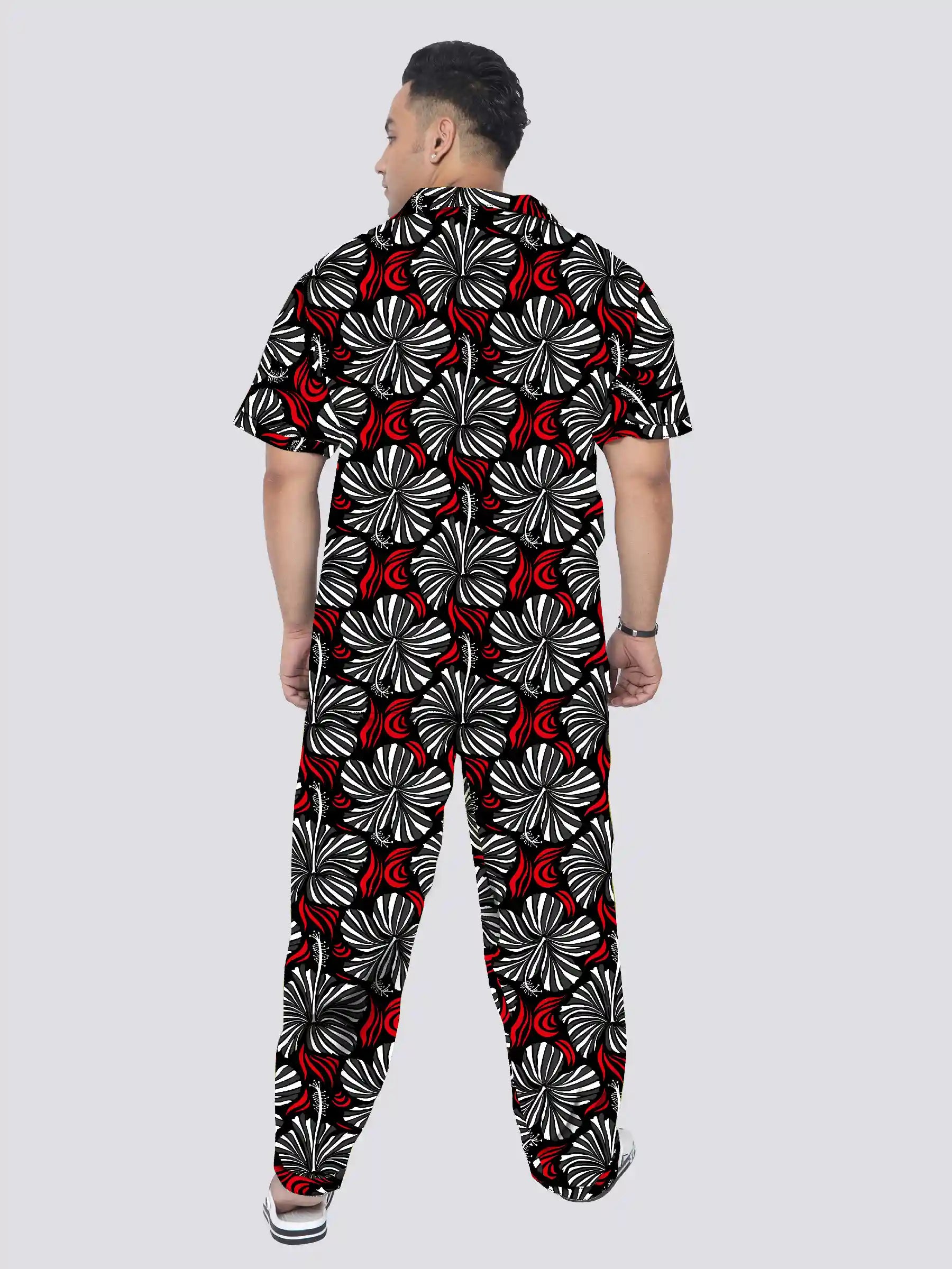 Gudhal Flowers Printed Plus Size Men's Full Co-ord Set