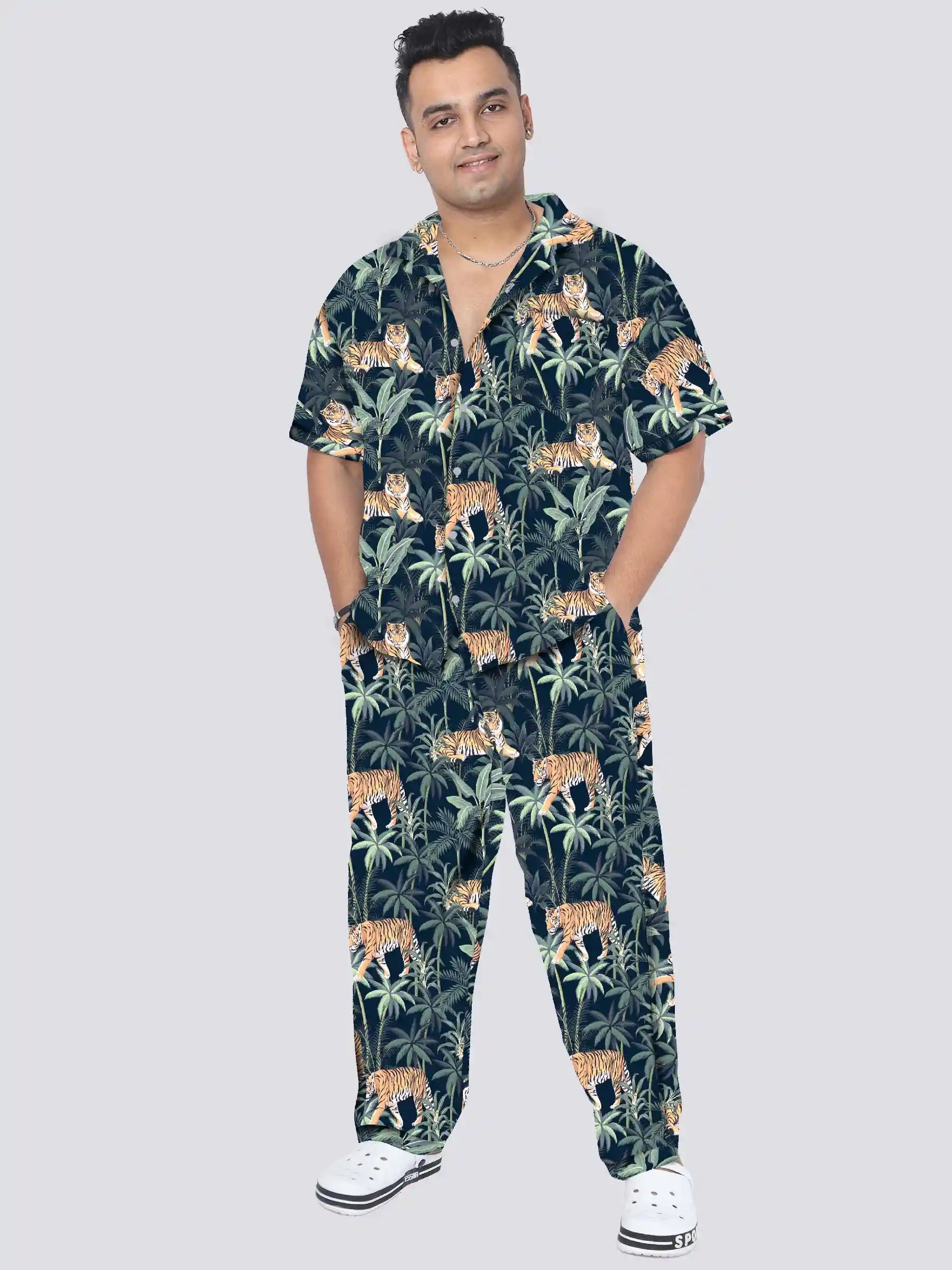 Tigers in Palms Plus Size Men's Full Co-ord Set