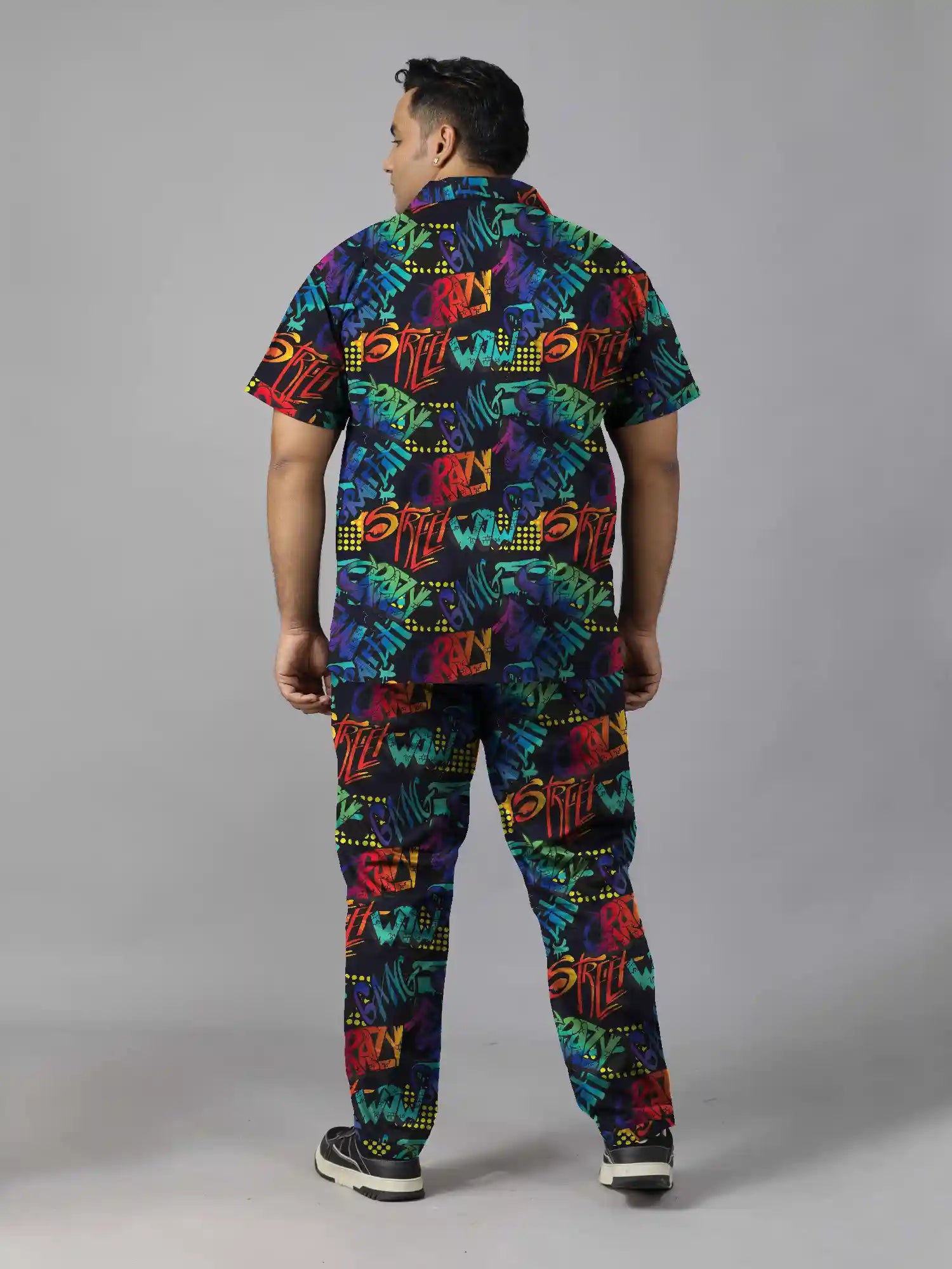 Stylised Lettering Digital Printed Plus Size Men’s Full Co-ord Set