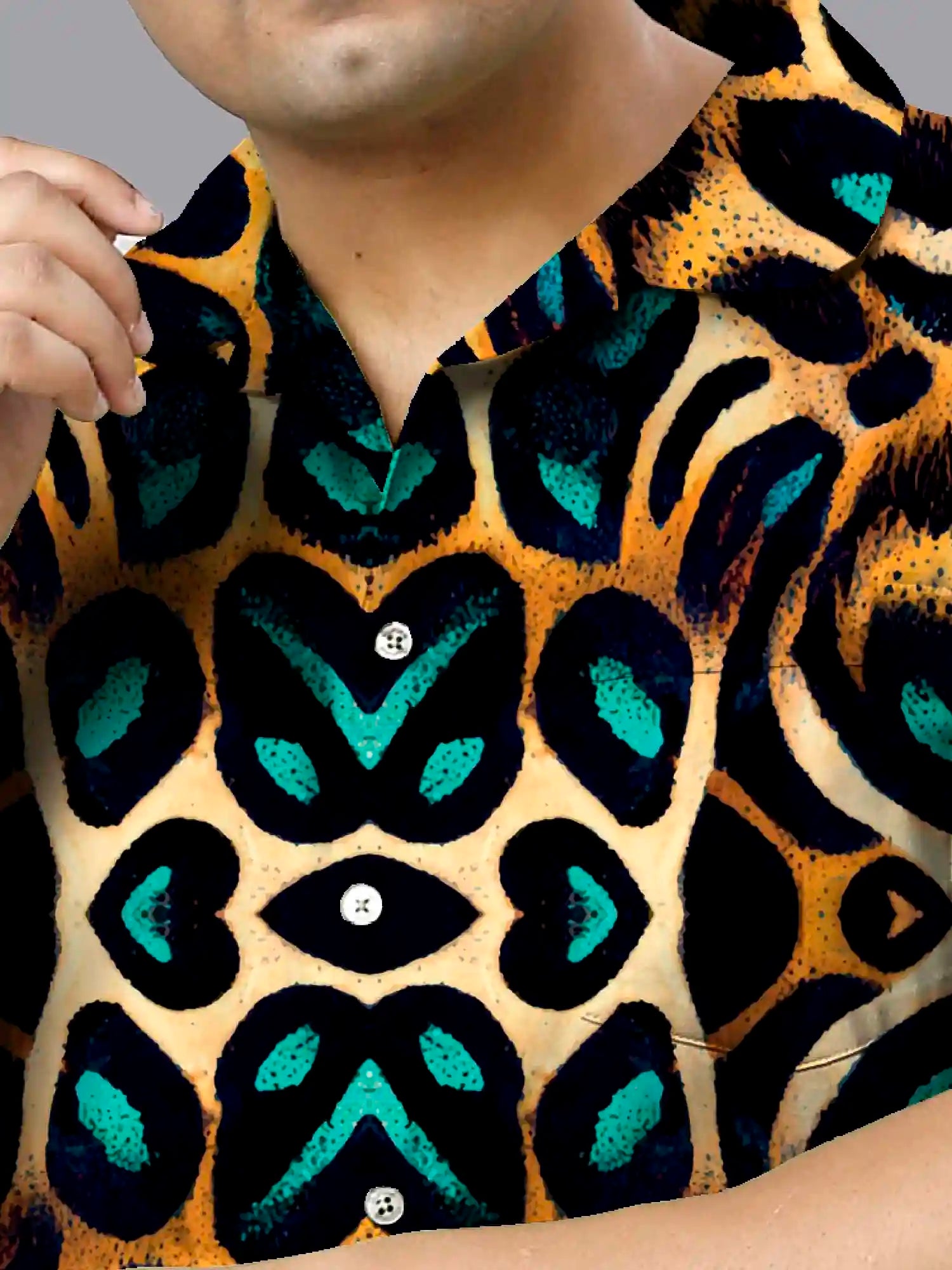 Leopard Pattern Digital Printed Plus Size Men's Full Co-ord Set