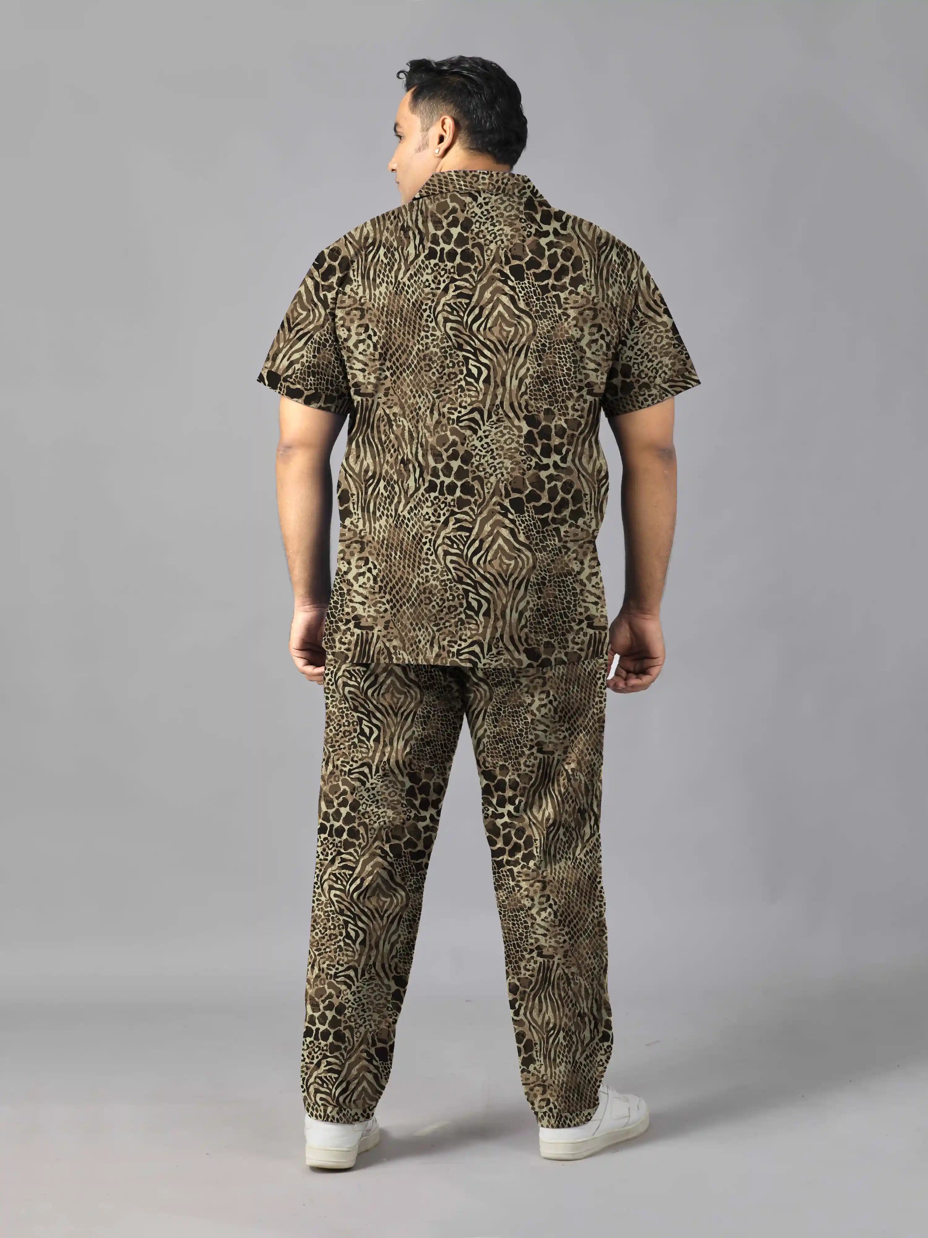 Tribal Leopard Digital Printed Plus Size Men's Full Co-ord Set