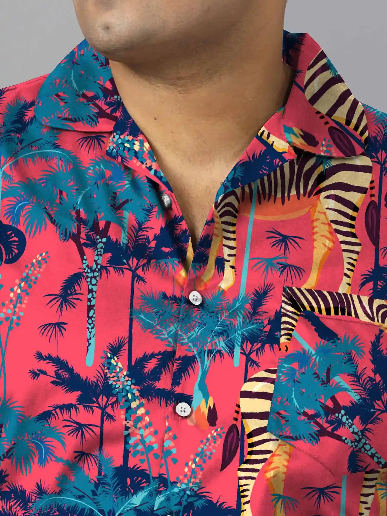 Zebras and Palm Trees Digital Printed Plus Size Men's Full Co-ord Set