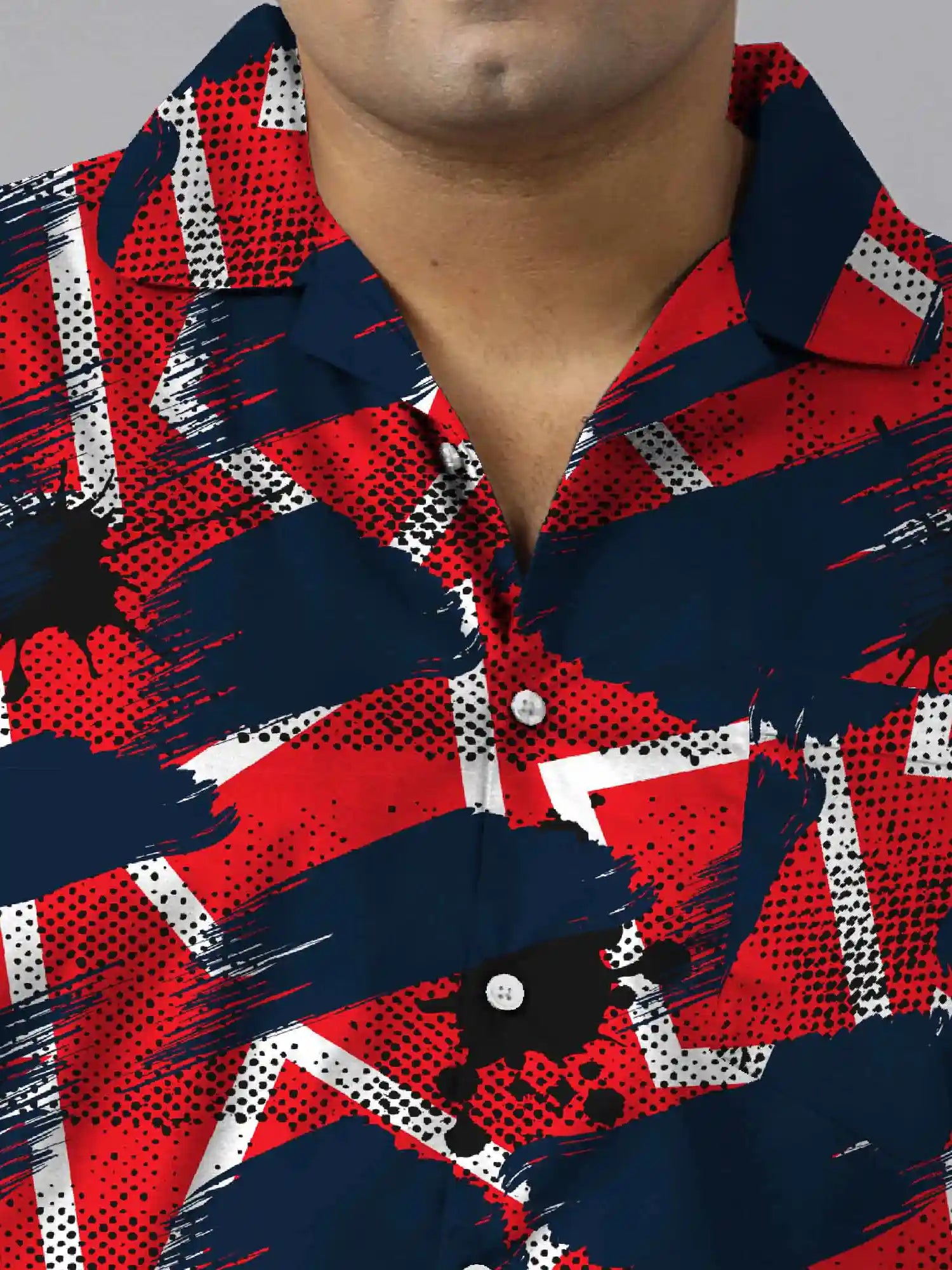 Geometric Lines Digital Printed Plus Size Men's Full Co-ord Set