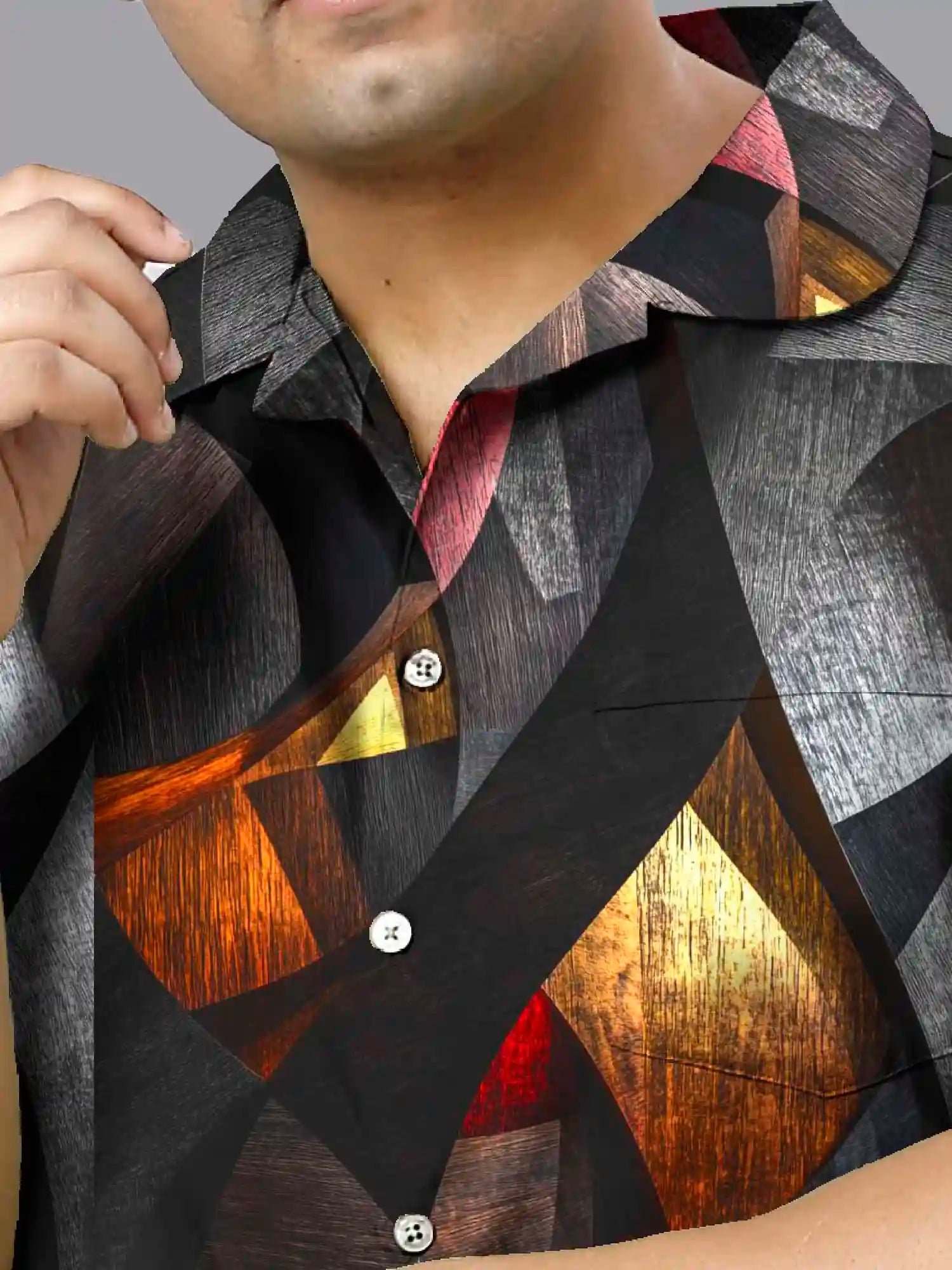 Geometric Shapes Digital Printed Plus Size Men's Full Co-ord Set