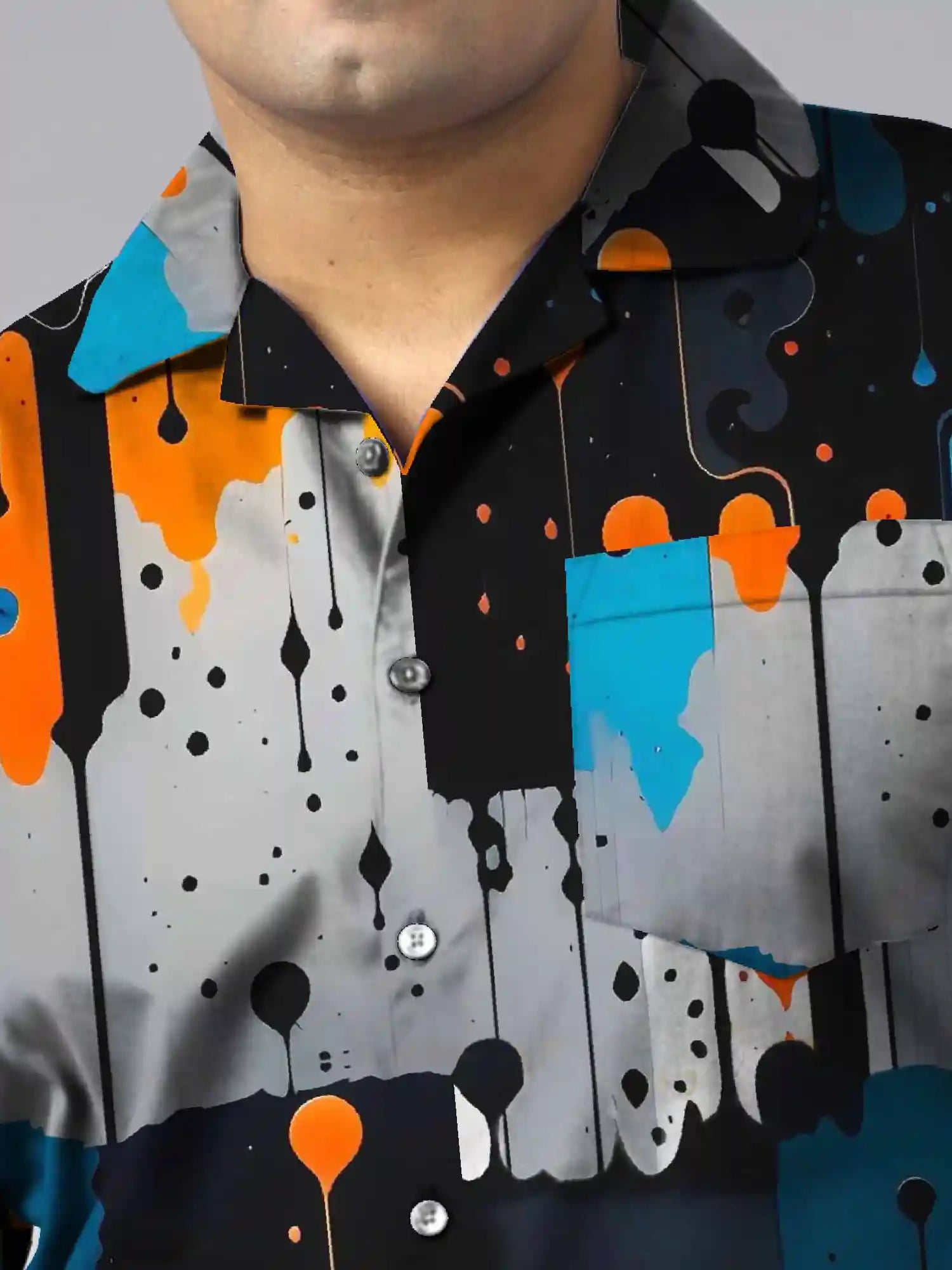 Abstract Painting Digital Printed Plus Size Men's Full Co-ord Set