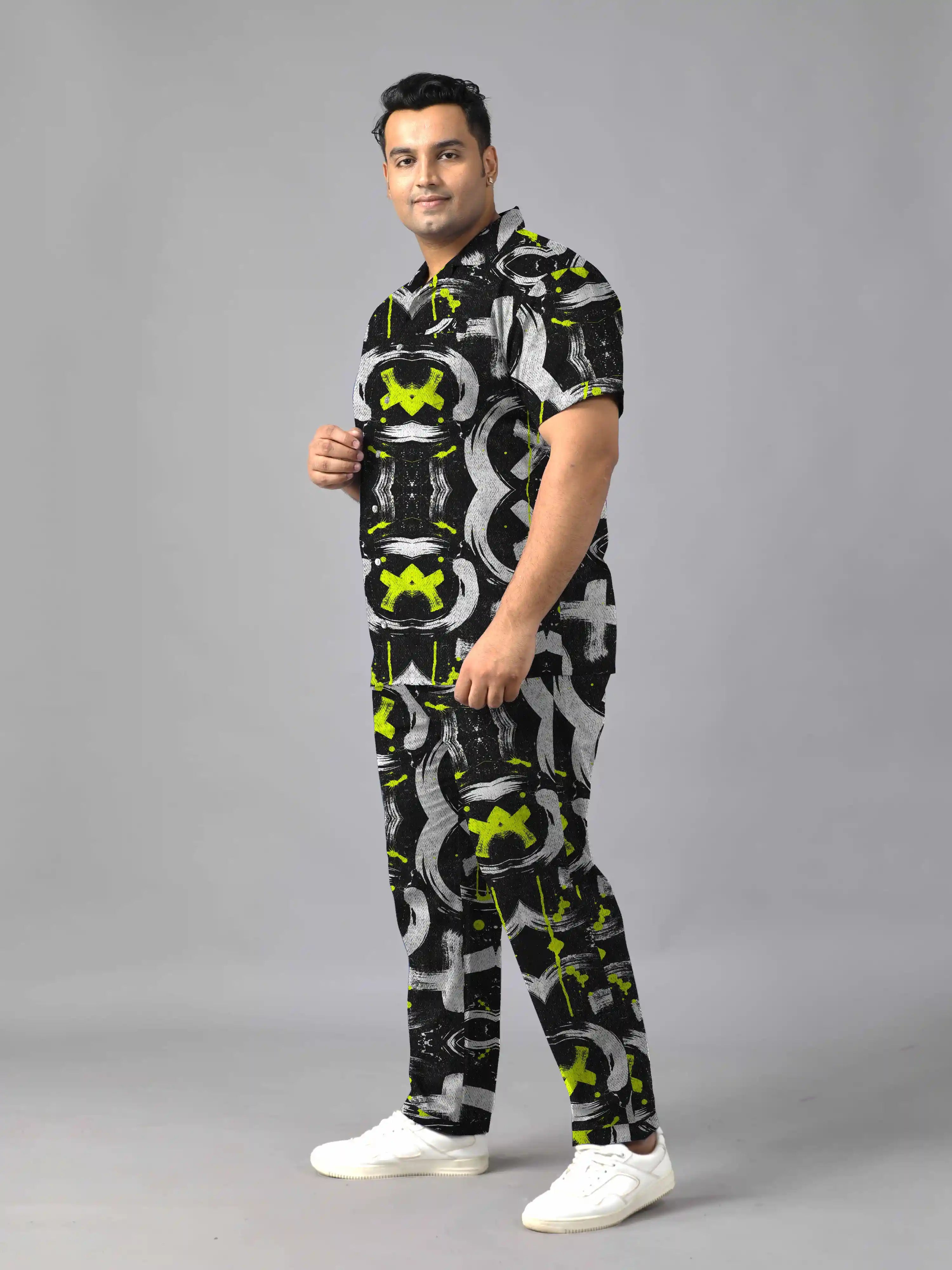 Graffiti Digital Printed Plus Size Men's Full Co-Ord Set