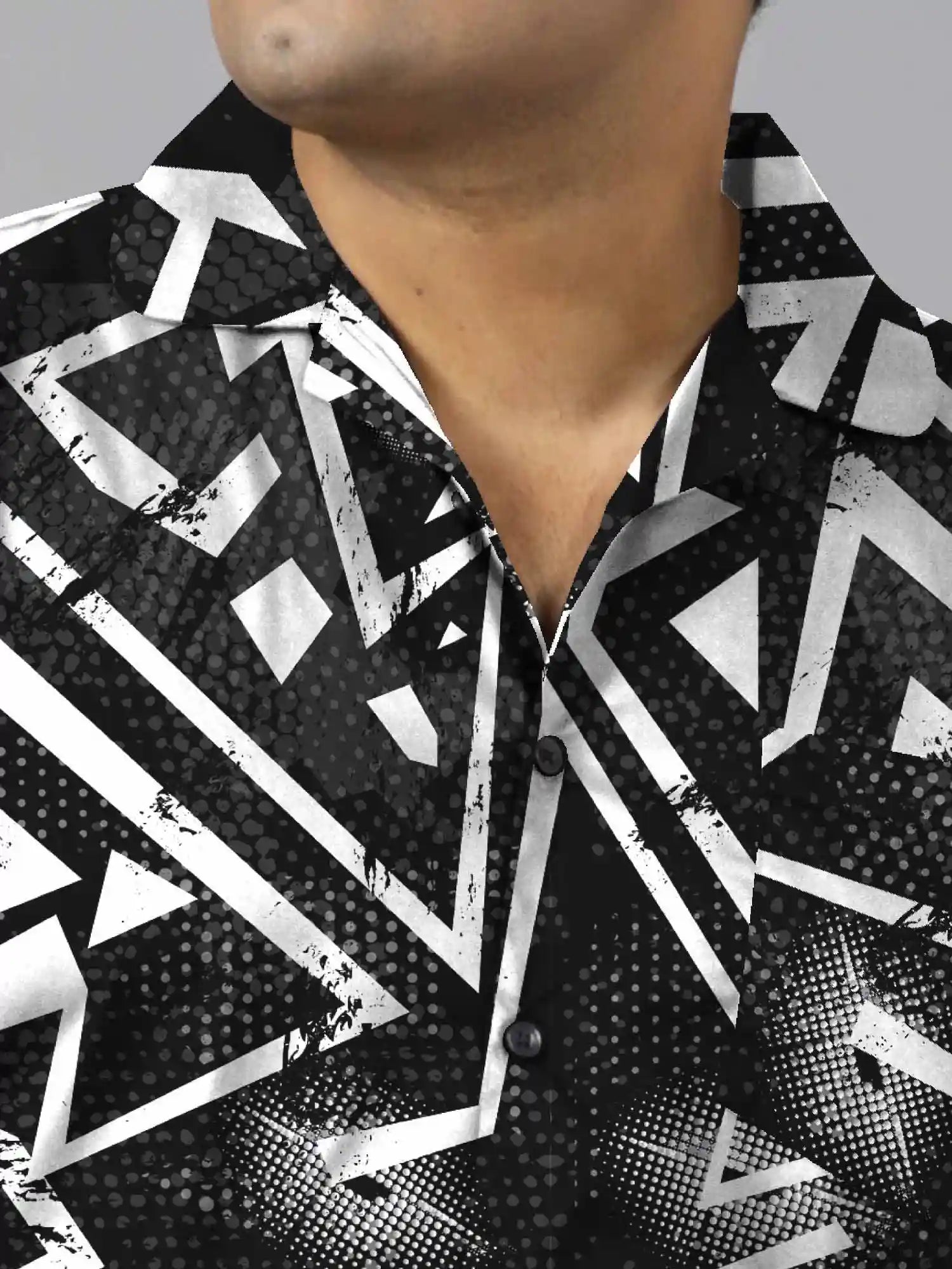 Grunge Pattern Digital Printed Plus Size Men's Full Co-Ord Set