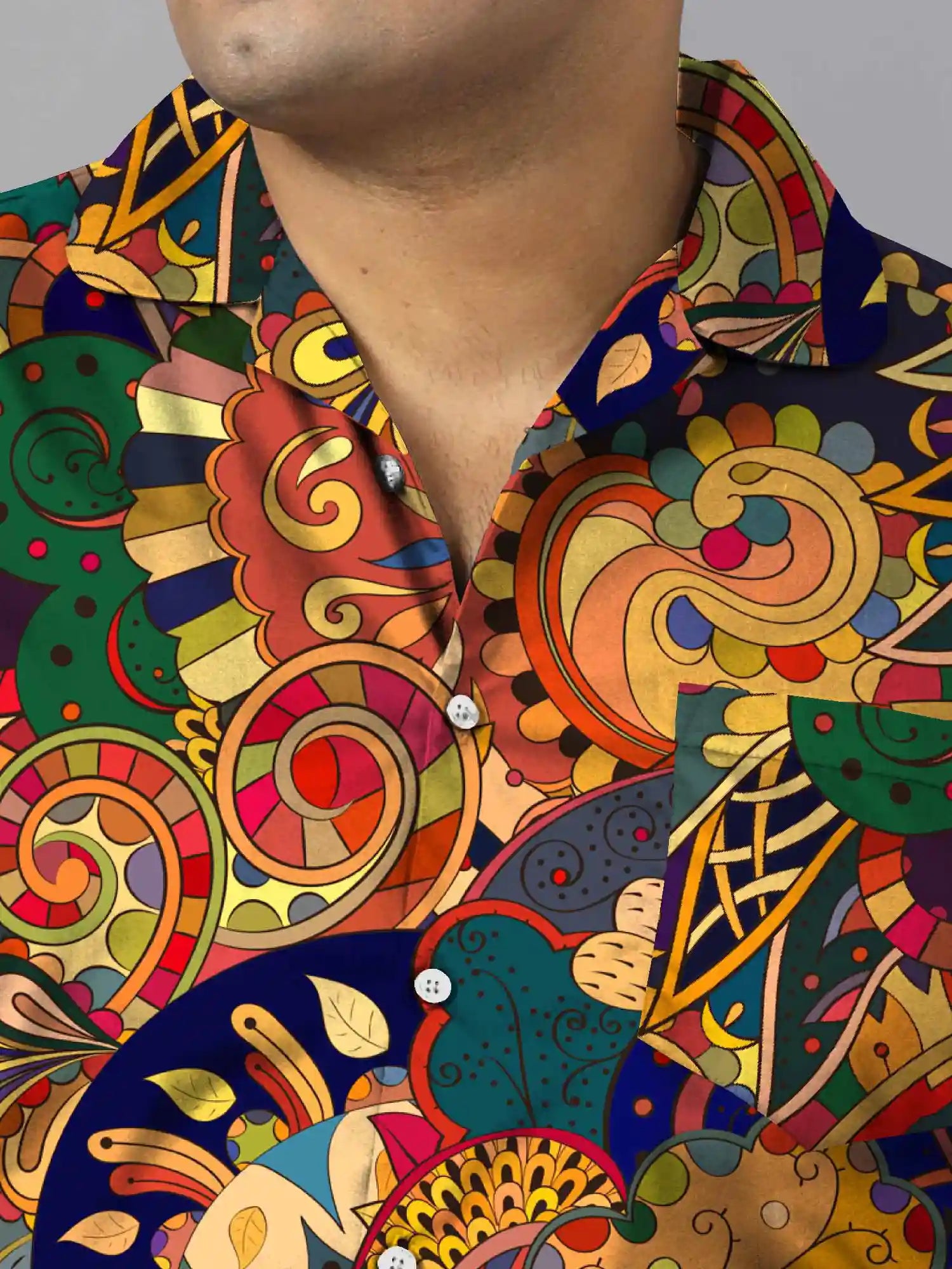 Mehndi Designs Digital Printed Plus Size Men's Full Co-Ord Set