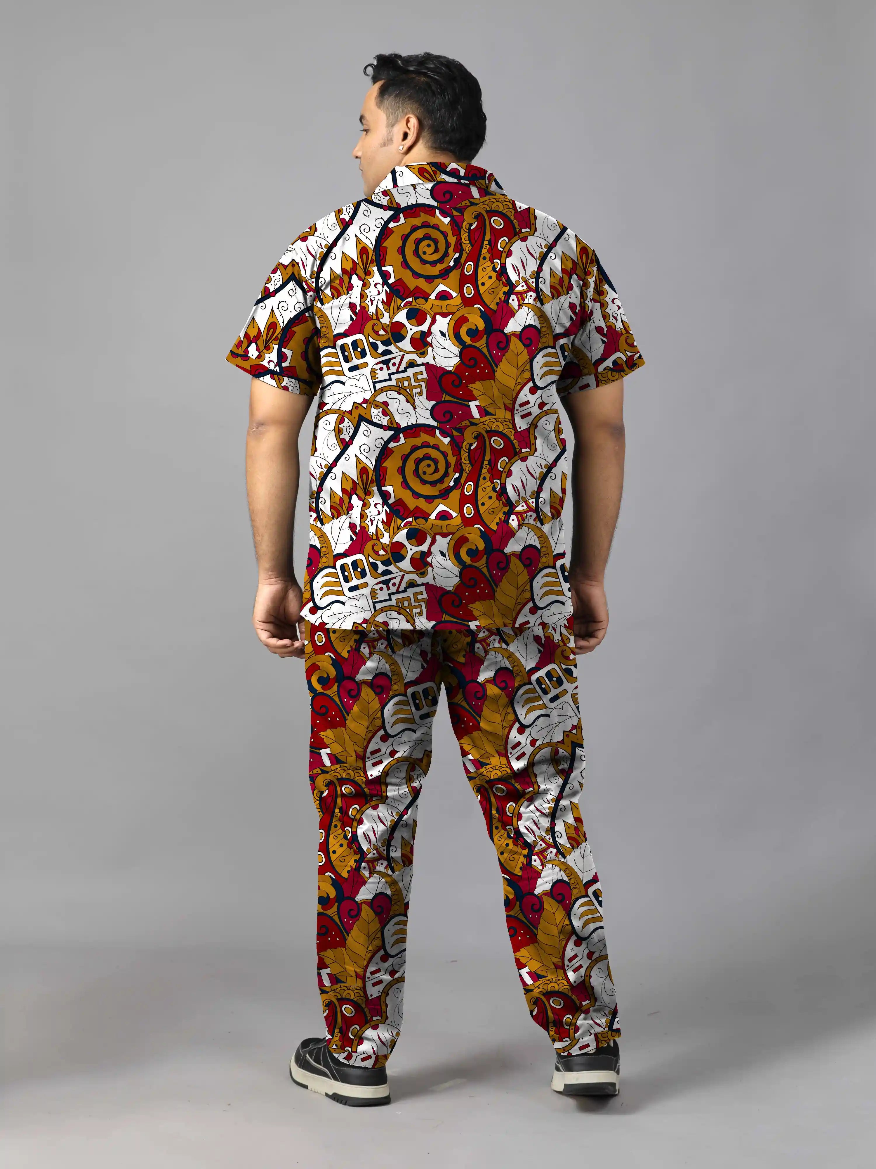 Kalamakari Digital Printed Plus Size Men's Full Co-Ord Set