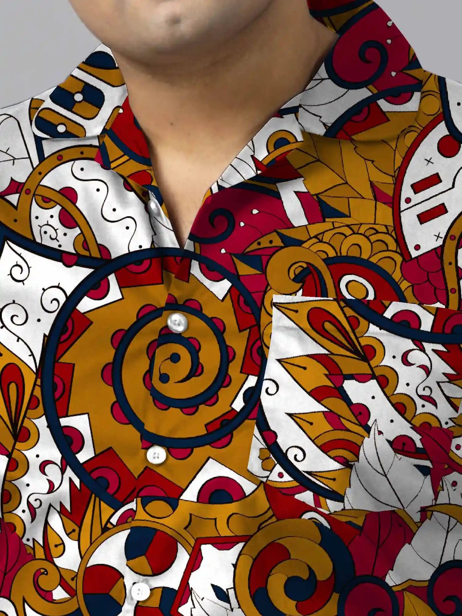 Kalamakari Digital Printed Plus Size Men's Full Co-Ord Set