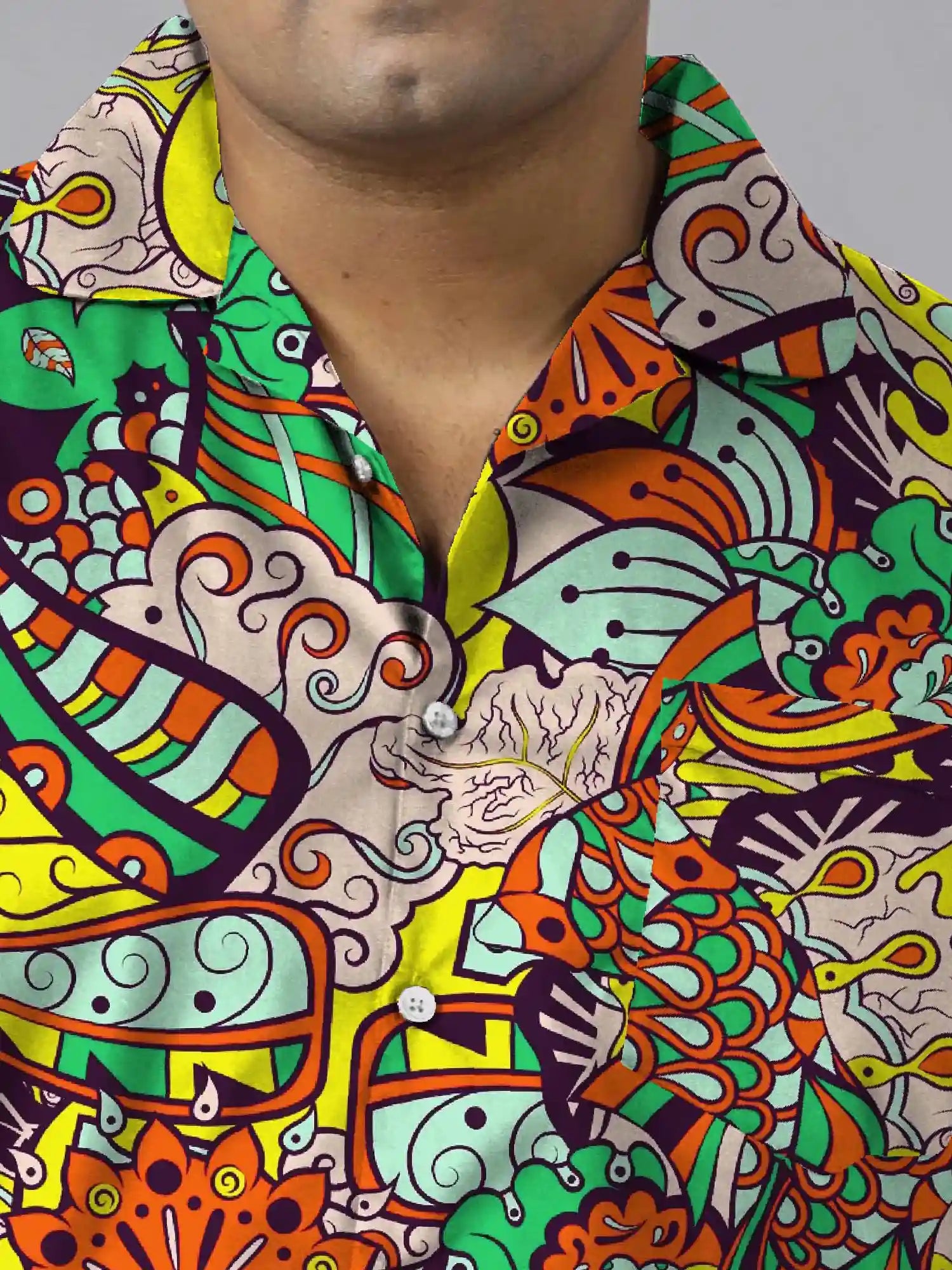 Tracery Pattern Digital Printed Plus Size Men's Full Co-Ord Set