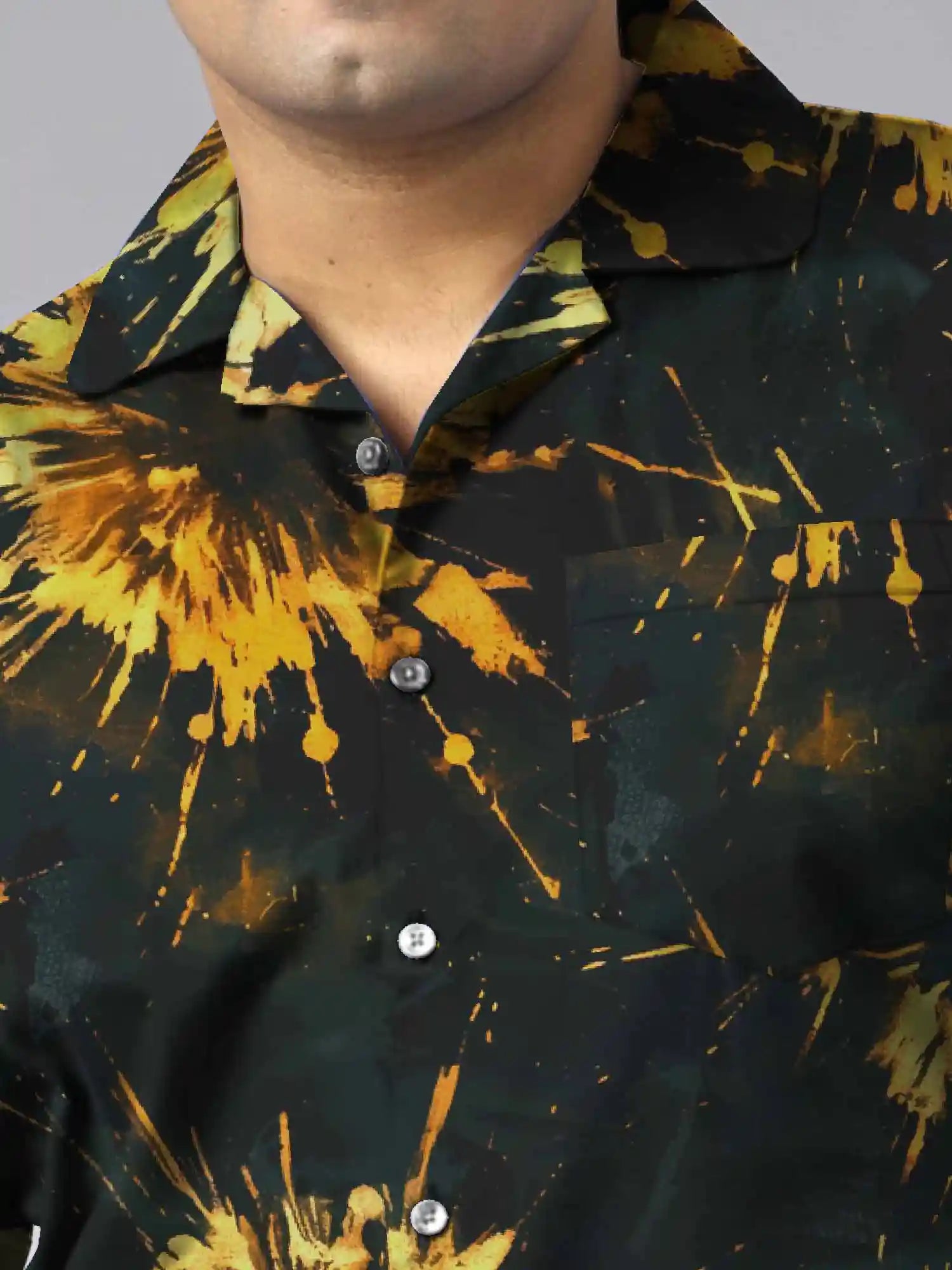 Tie-Dye Golden Digital Printed Plus Size Men's Full Co-Ord Set