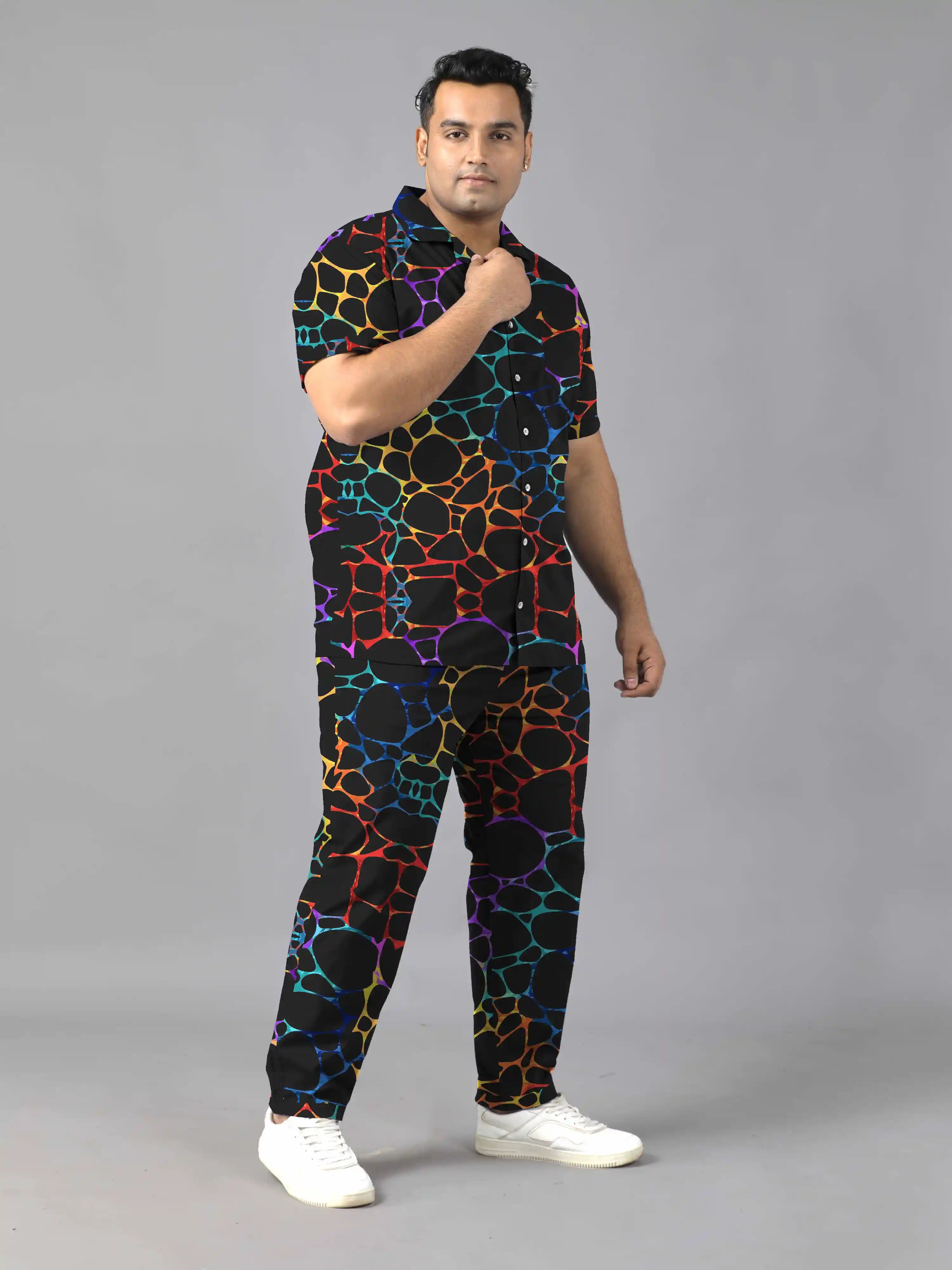 Pebbles Digital Printed Plus Size Men's Full Co-Ord Set