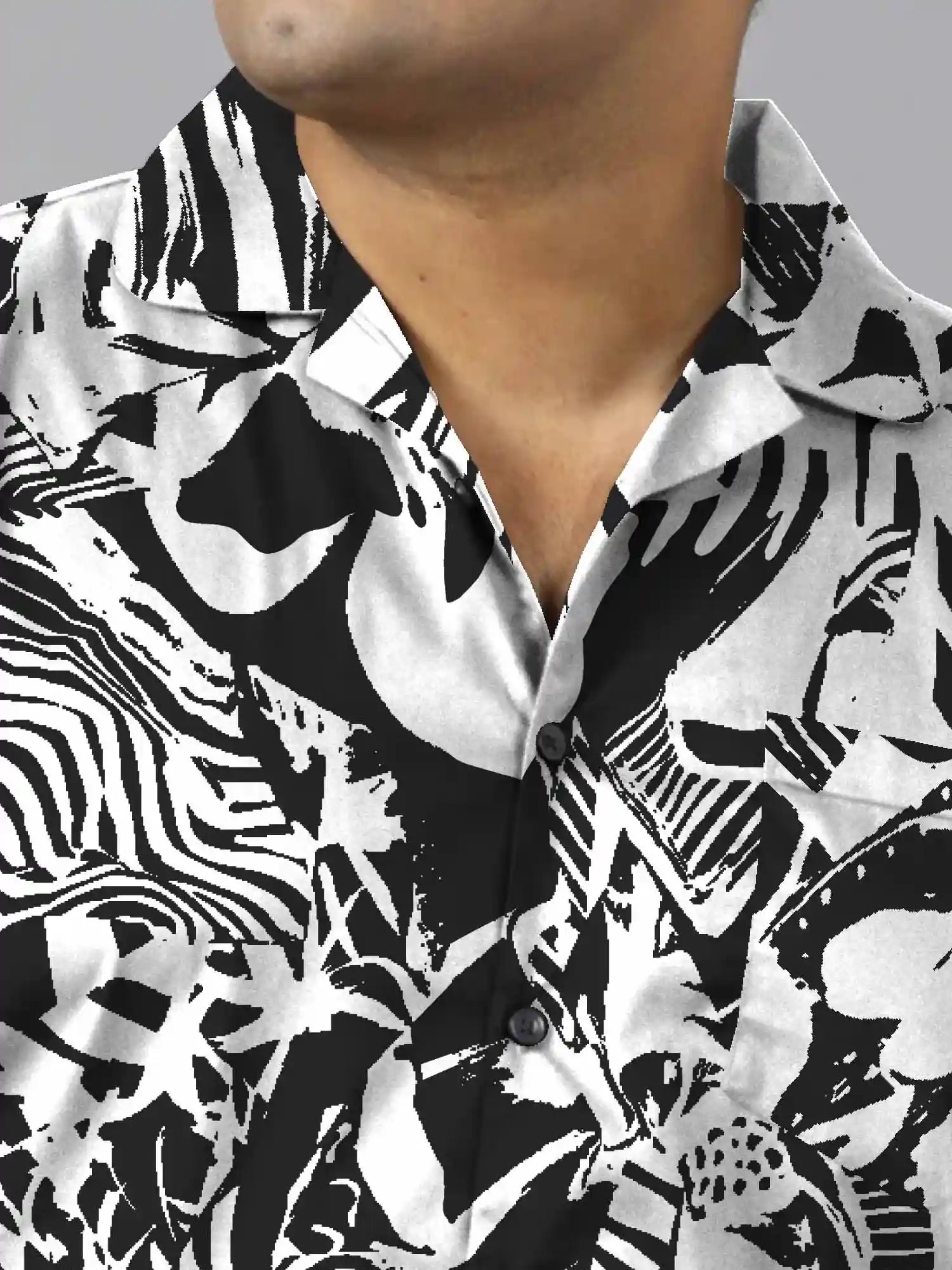 Grunge Abstract Pattern Digital Printed Plus Size Men's Full Co-Ord Set