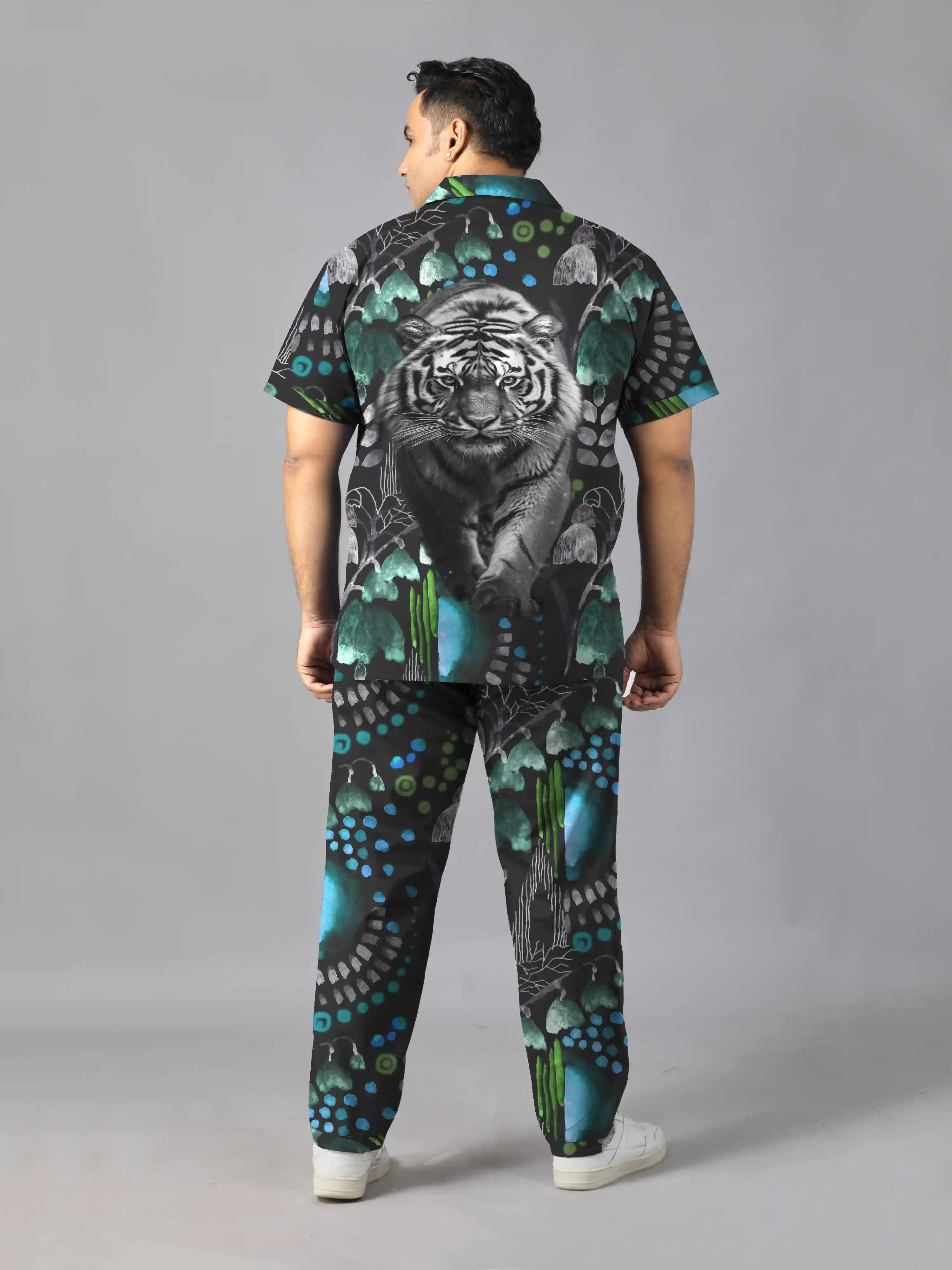 Siberian Tiger Digital Printed Plus Size Men’s Full Co-ord Set