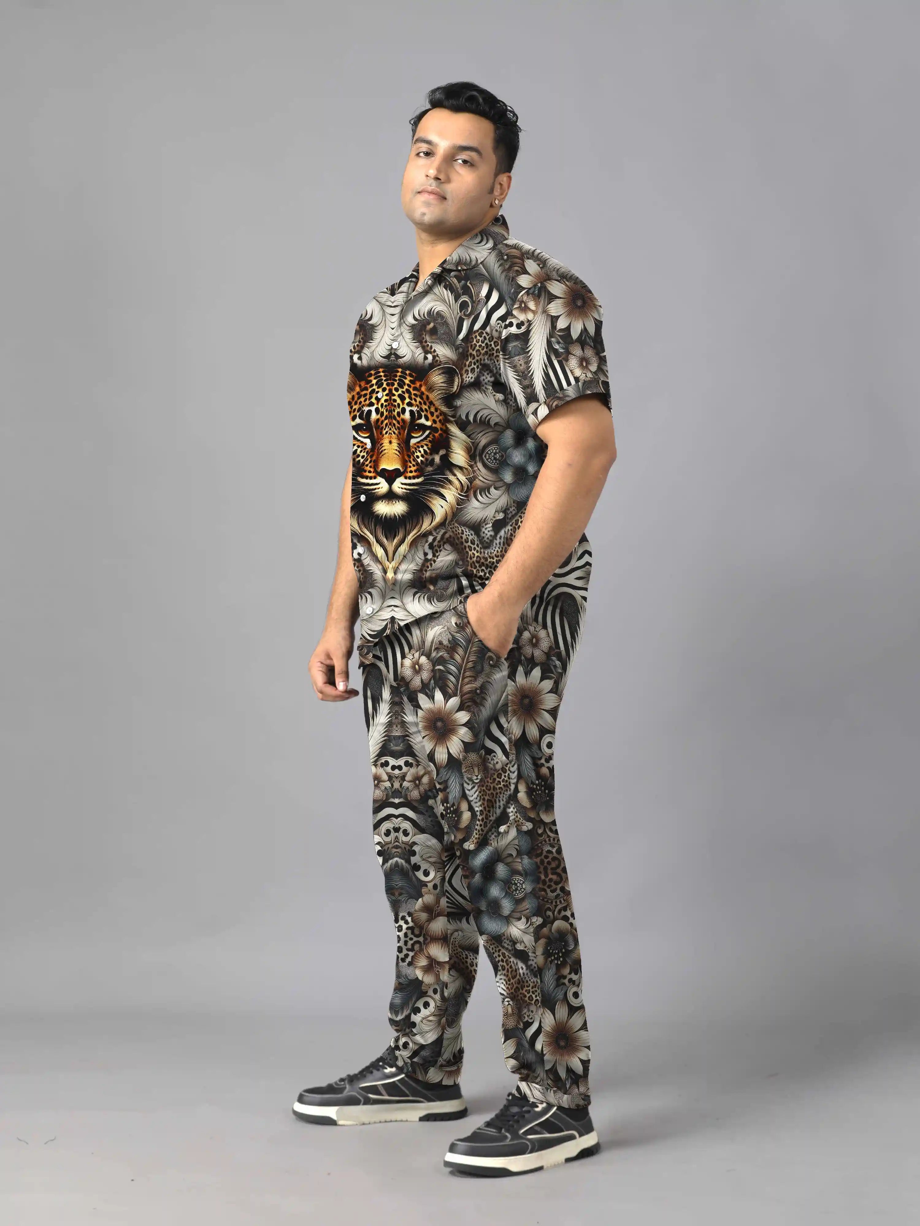 Leopard Digital Printed Plus Size Men’s Full Co-ord Set
